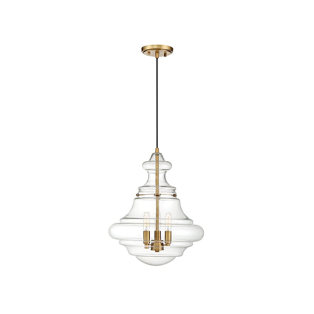 Meridian - M70058NB - Three Light Pendant - Mpend - Natural Brass