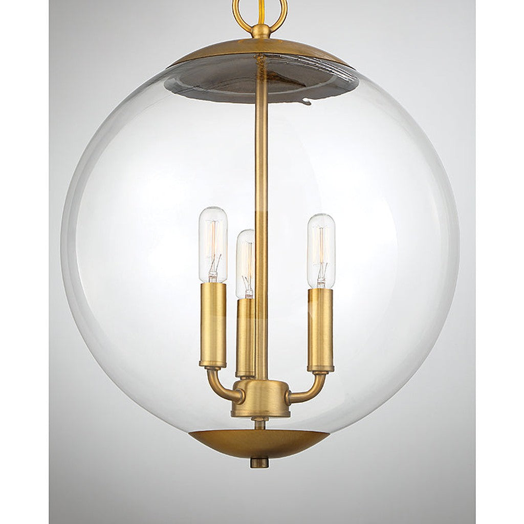 Meridian - M70060NB - Three Light Pendant - Mpend - Natural Brass