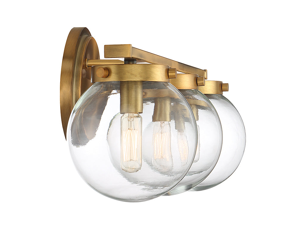 Meridian - M80024NB - Three Light Bathroom Vanity Light - Mbath - Natural Brass