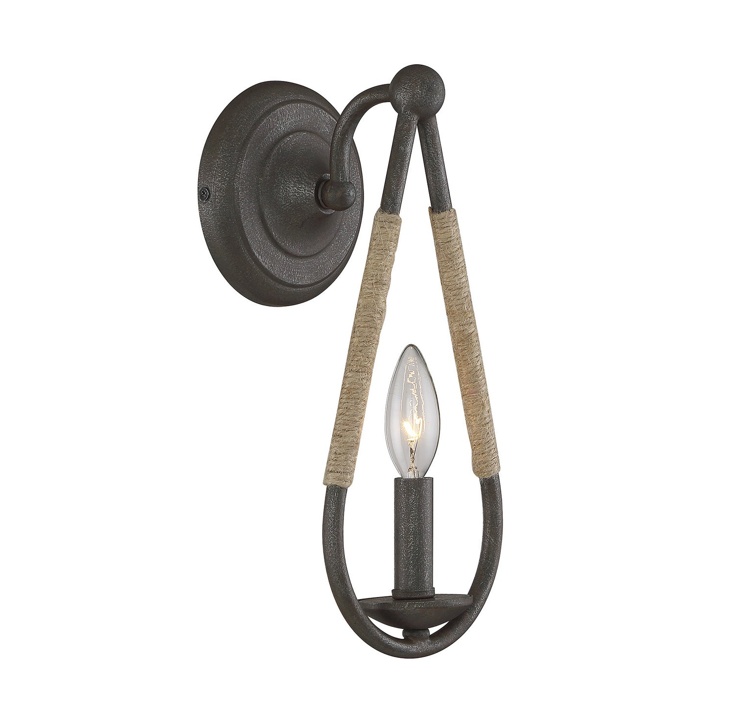 Meridian - M90002RN - One Light Wall Sconce - Mscon - Rusty Nail with Rope