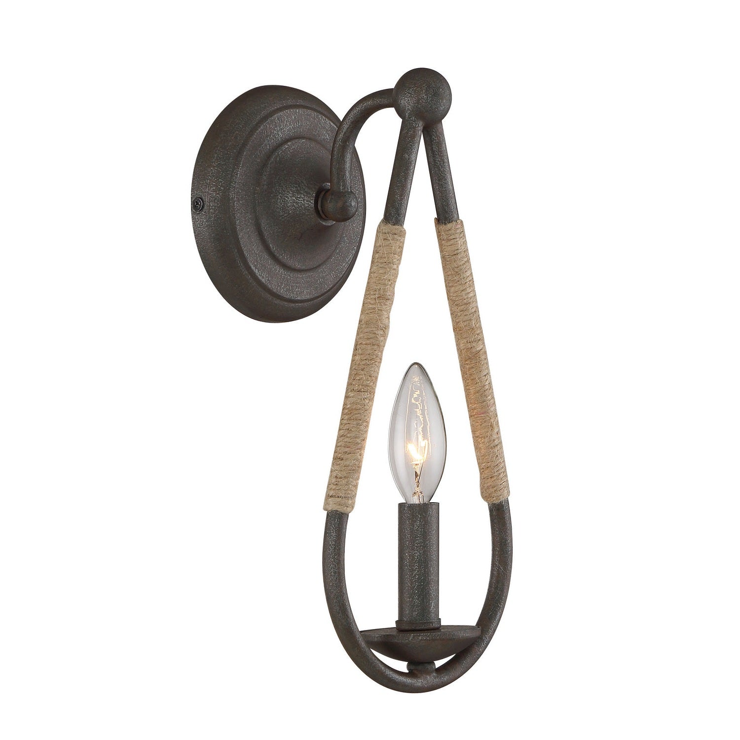 Meridian - M90002RN - One Light Wall Sconce - Mscon - Rusty Nail with Rope