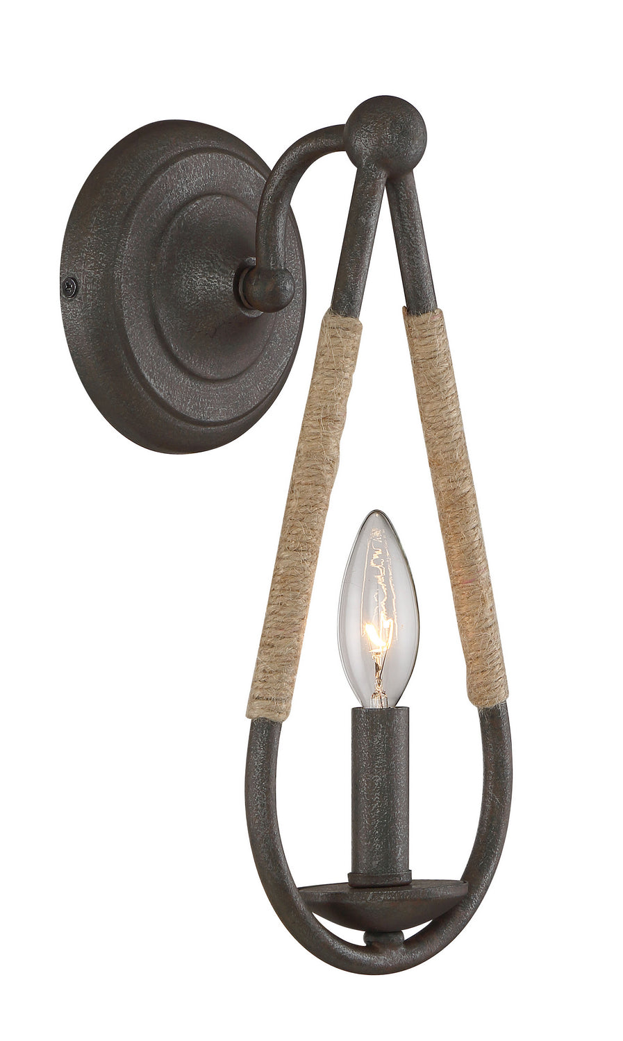 Meridian - M90002RN - One Light Wall Sconce - Mscon - Rusty Nail with Rope
