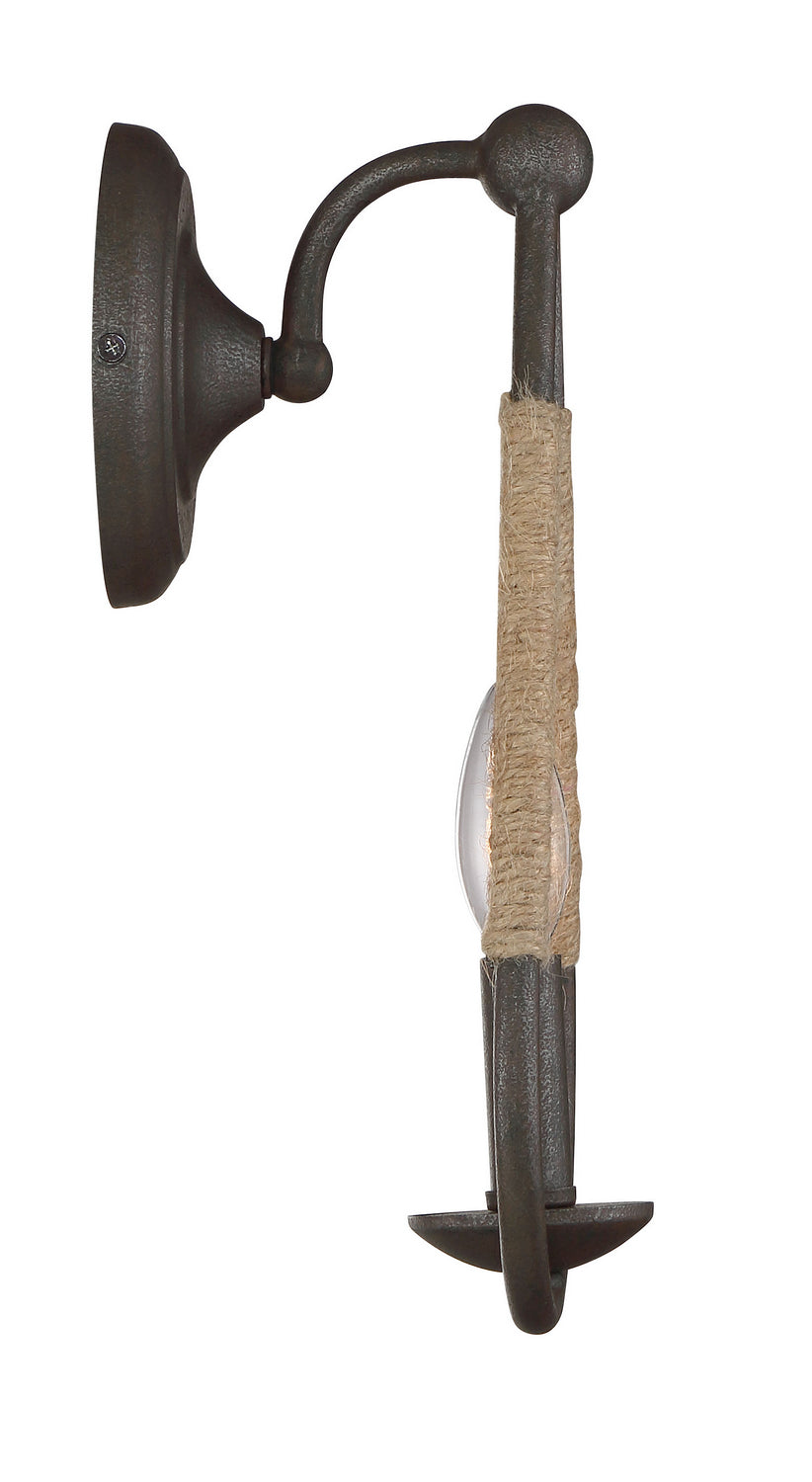 Meridian - M90002RN - One Light Wall Sconce - Mscon - Rusty Nail with Rope