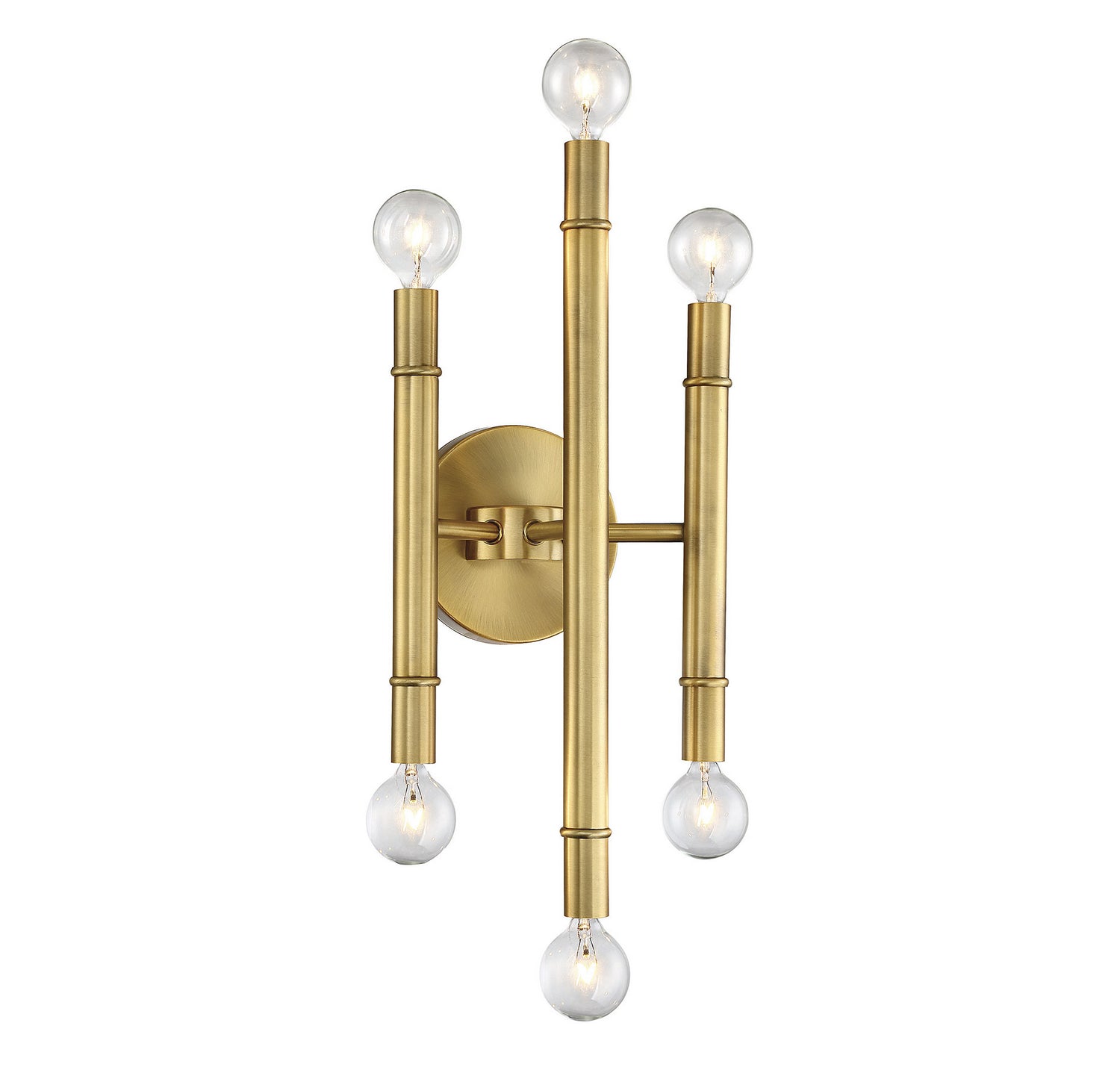 Meridian - M90018NB - Six Light Wall Sconce - Mscon - Natural Brass
