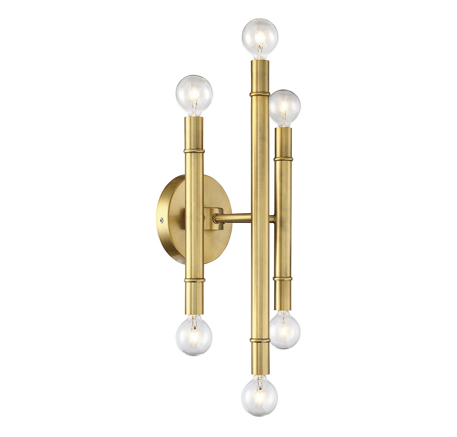 Meridian - M90018NB - Six Light Wall Sconce - Mscon - Natural Brass