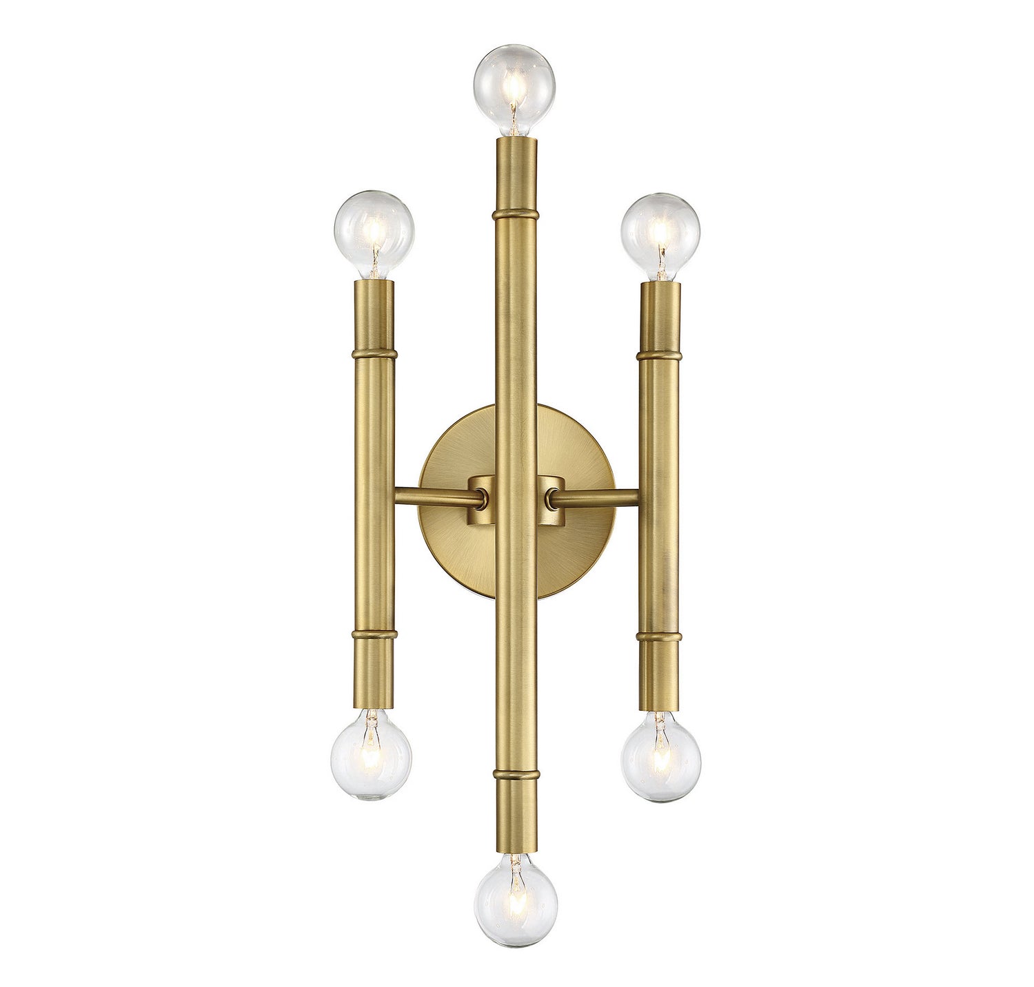 Meridian - M90018NB - Six Light Wall Sconce - Mscon - Natural Brass