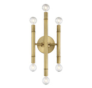 Meridian - M90018NB - Six Light Wall Sconce - Mscon - Natural Brass