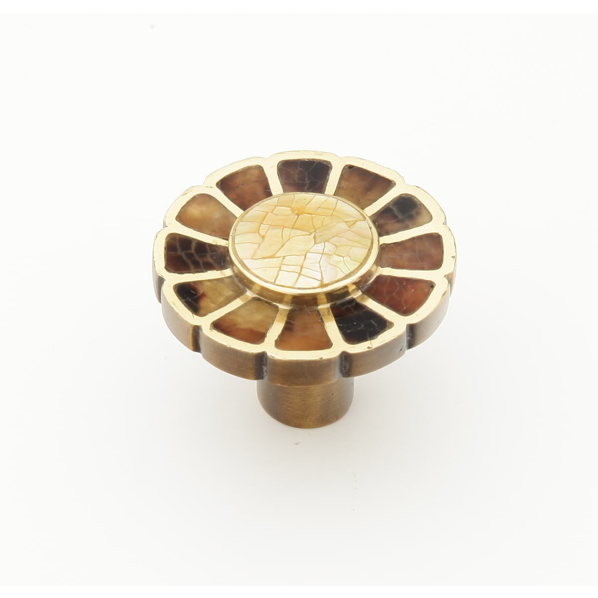 Schaub and Company - 953K-ED - Heirloom Treasures 1-1/2" Designer Round Solid Brass Cabinet Knob with Shell Inlays in Estate Dover