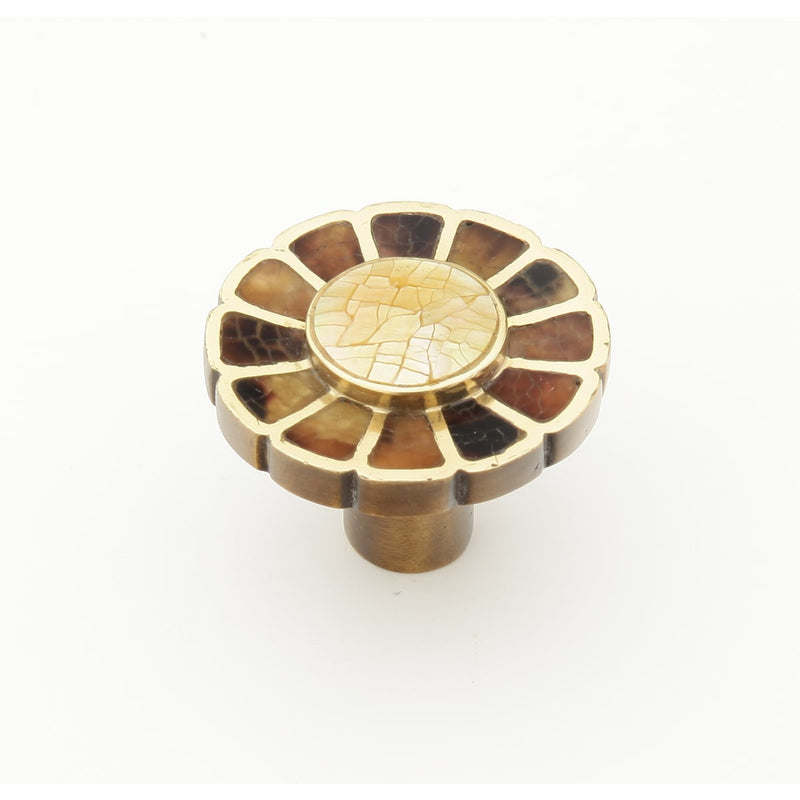 Schaub and Company - 953K-ED - Heirloom Treasures 1-1/2" Designer Round Solid Brass Cabinet Knob with Shell Inlays in Estate Dover