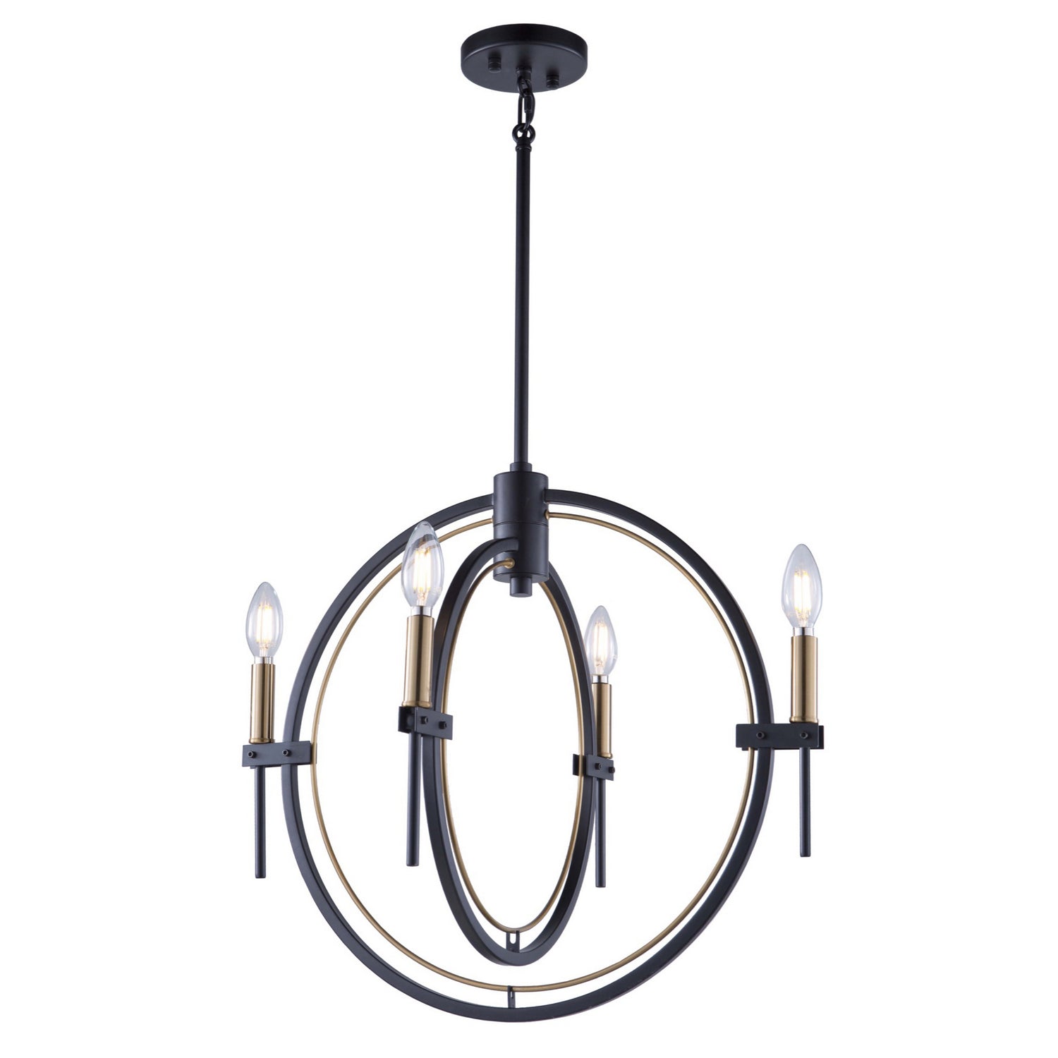 Artcraft - AC11454 - Four Light Chandelier - Anglesey - Matte Black & Harvest Brass