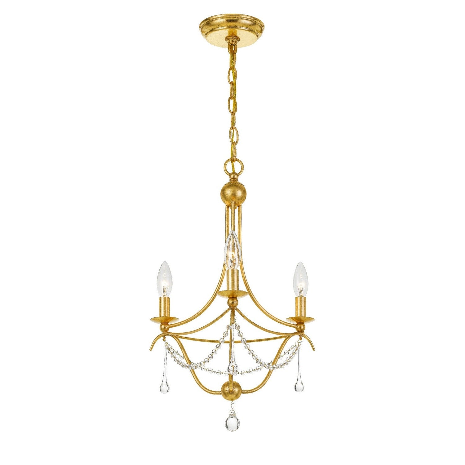 Crystorama - 423-GA - Three Light Mini Chandelier - Metro - Antique Gold