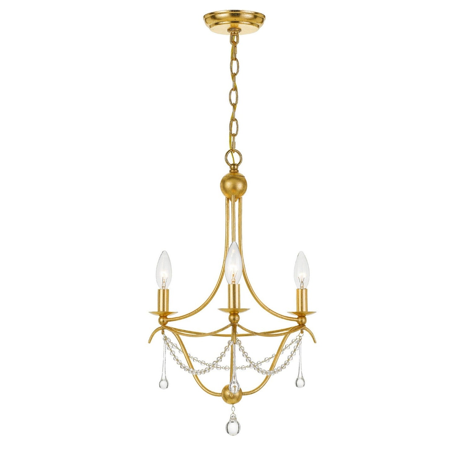 Crystorama - 423-GA - Three Light Mini Chandelier - Metro - Antique Gold