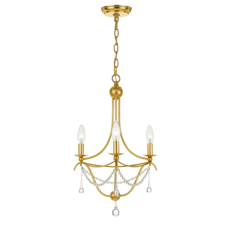 Crystorama - 423-GA - Three Light Mini Chandelier - Metro - Antique Gold