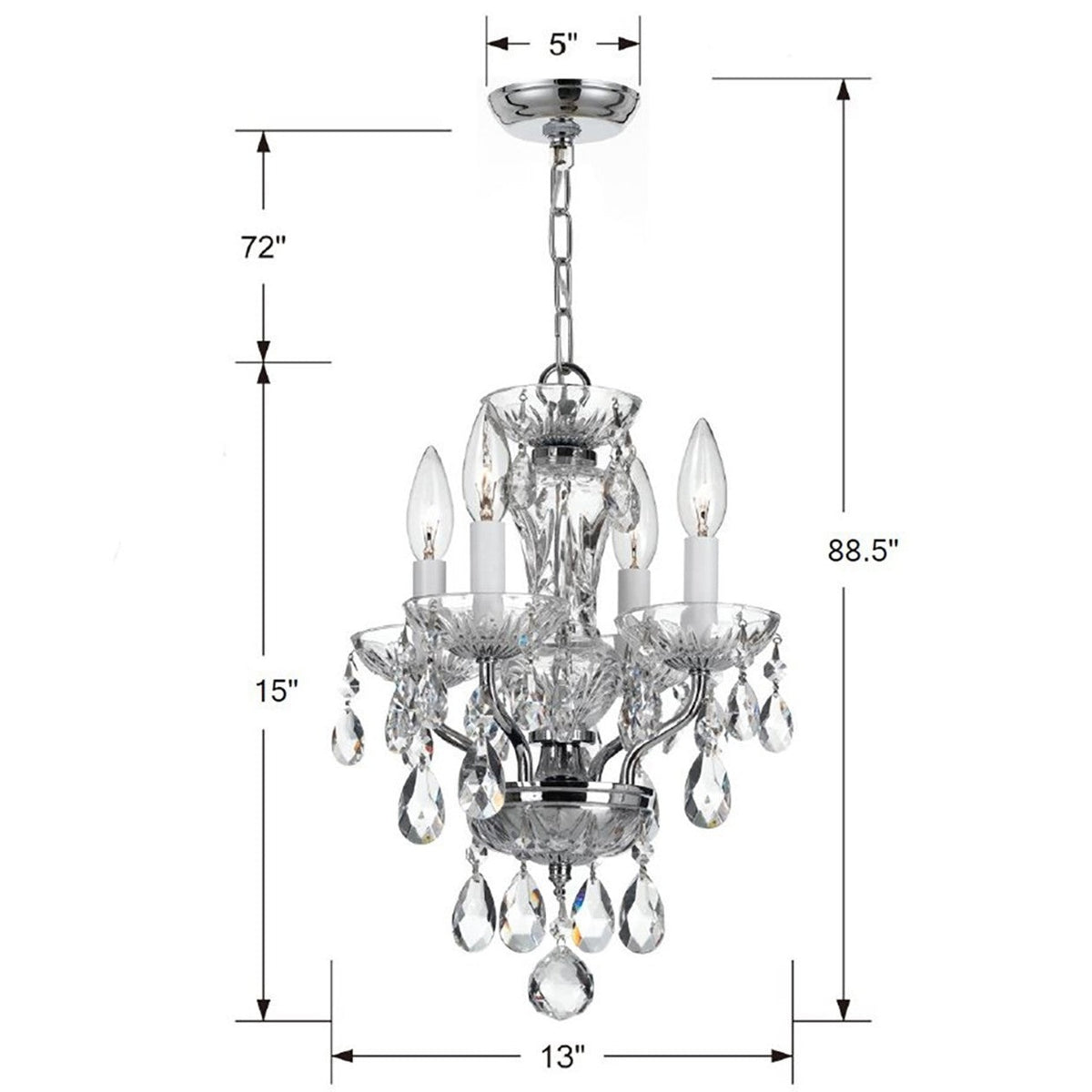 Crystorama - 5534-CH-CL-S - Four Light Chandelier - Welton - Polished Chrome