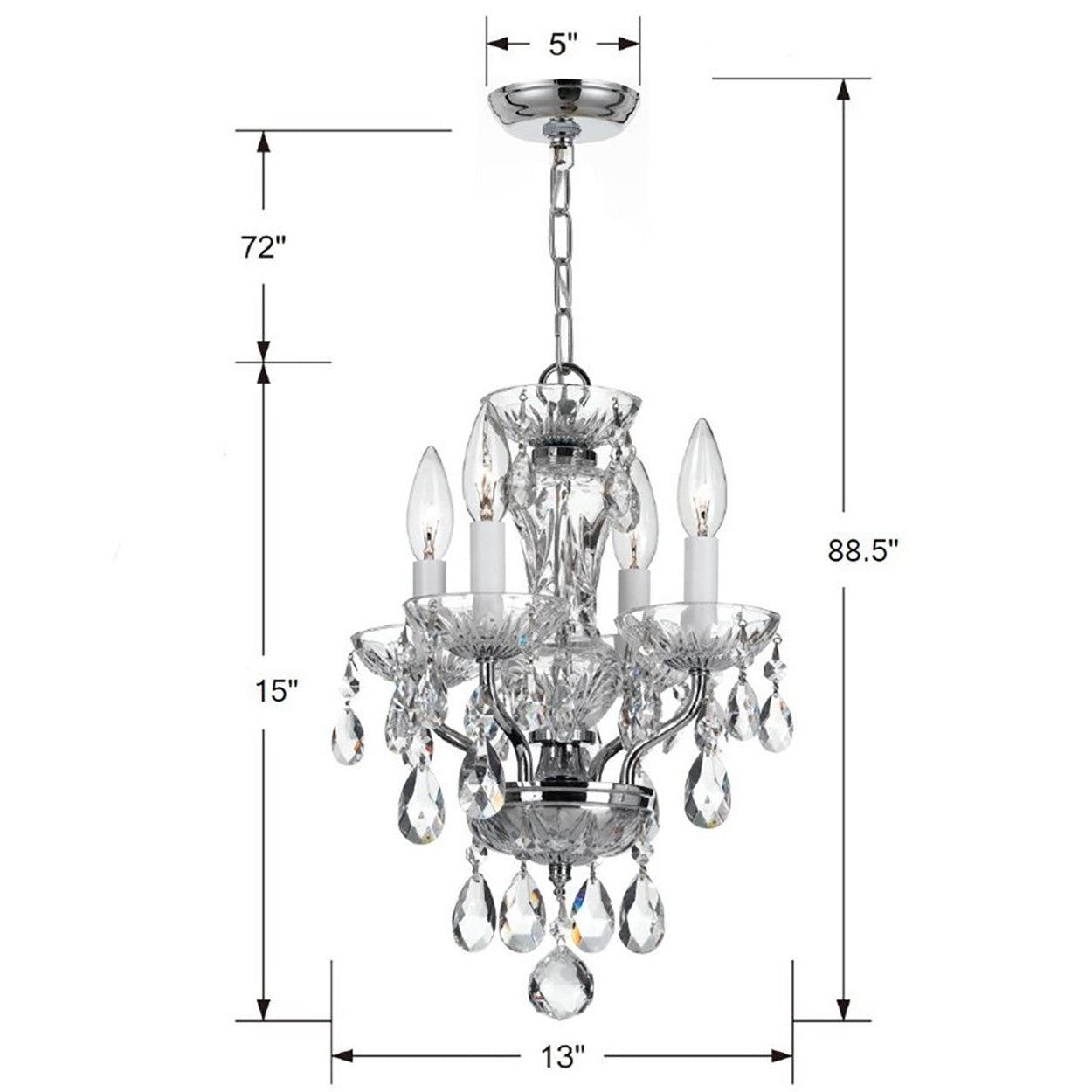 Crystorama - 5534-CH-CL-SAQ - Four Light Chandelier - Welton - Polished Chrome
