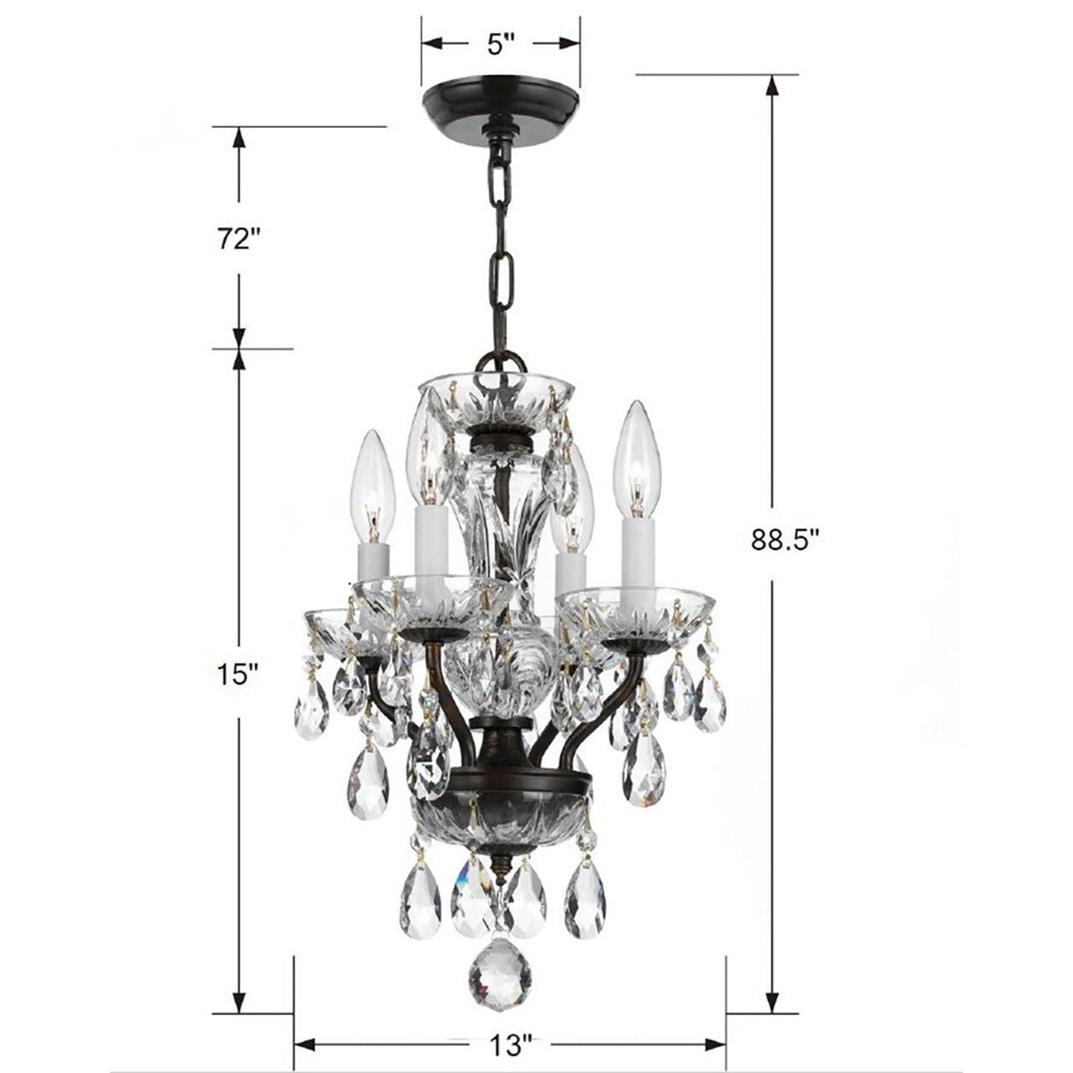 Crystorama - 5534-EB-CL-SAQ - Four Light Chandelier - Welton - English Bronze