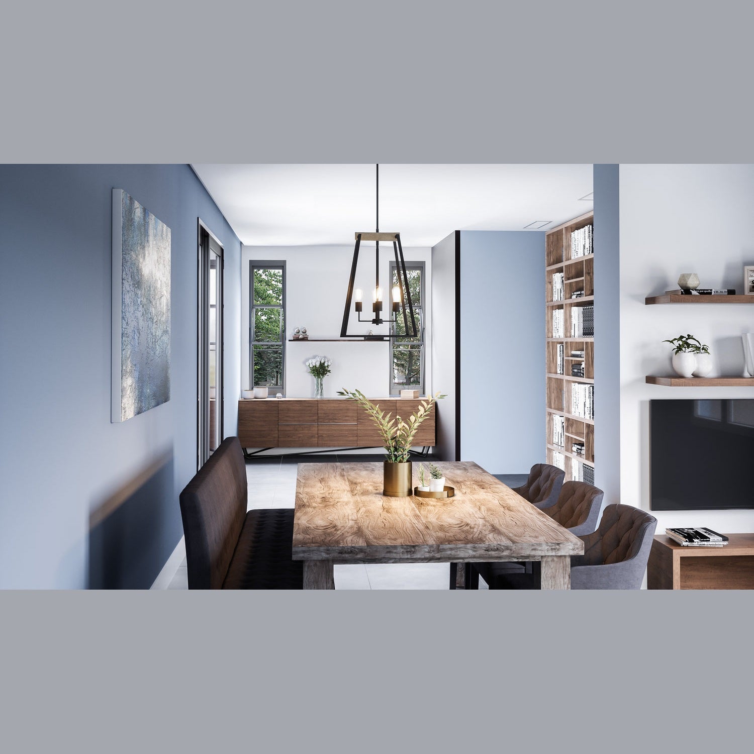 Quoizel - BRT5204GK - Four Light Foyer Pendant - Brockton - Grey Ash
