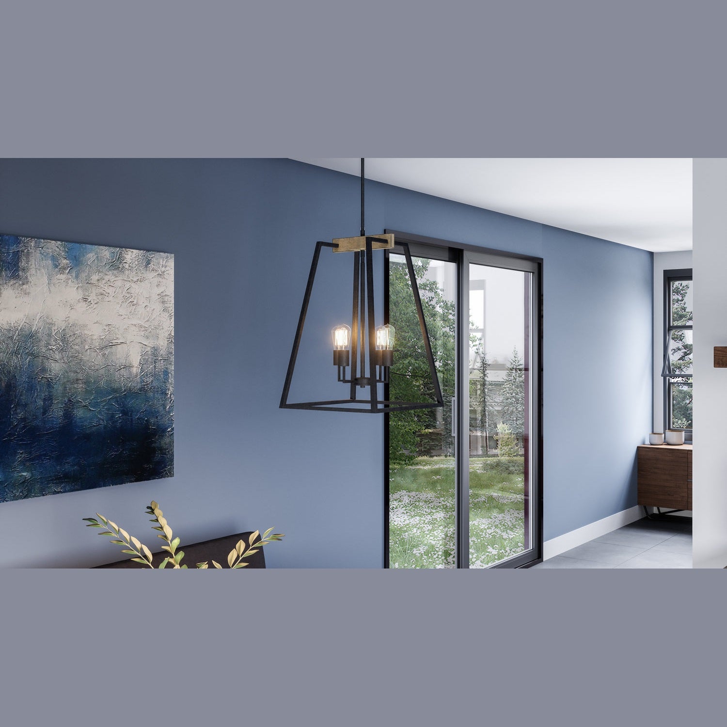 Quoizel - BRT5204GK - Four Light Foyer Pendant - Brockton - Grey Ash