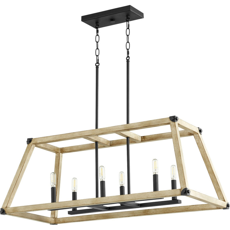 Quorum - 6589-6-69 - Six Light Entry Pendant - Alpine - Textured Black w/ Driftwood finish
