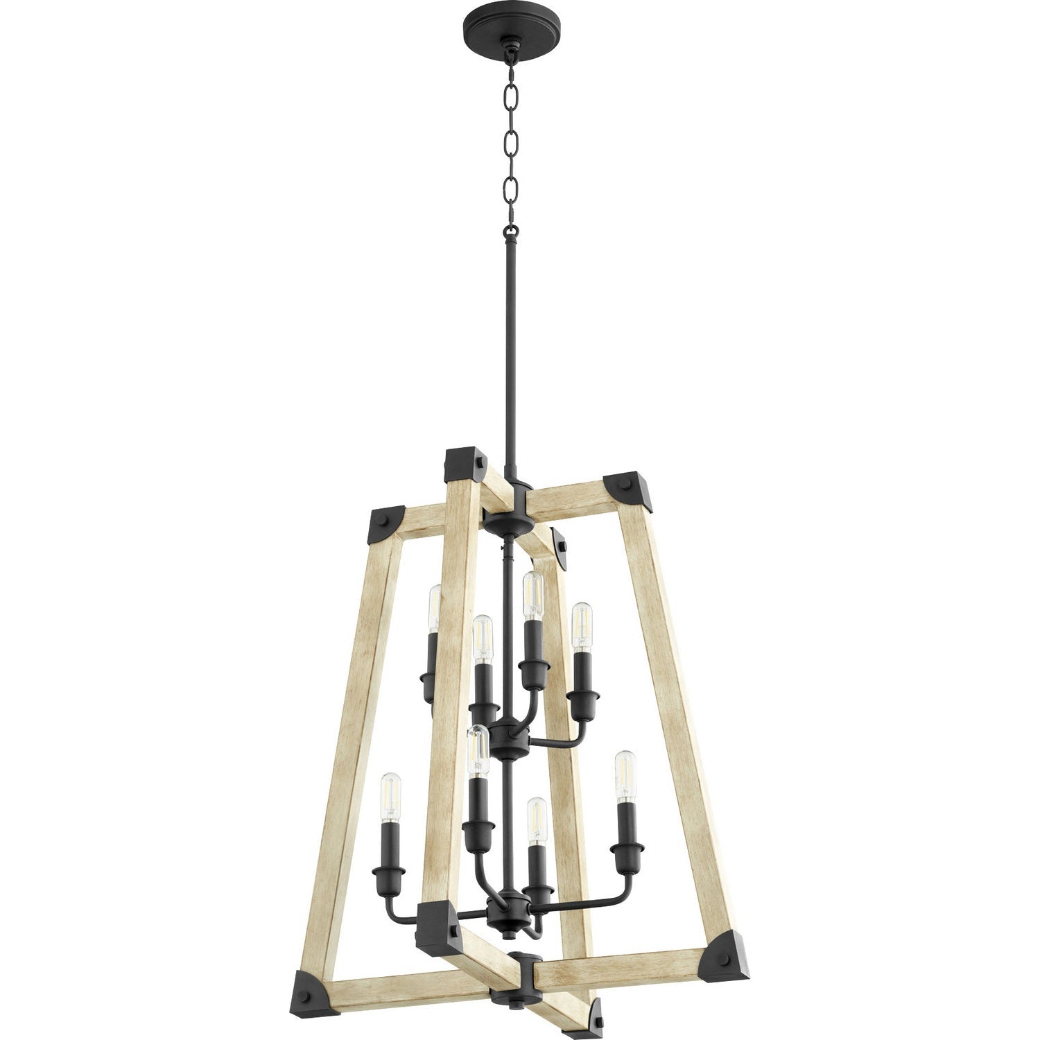 Quorum - 6789-8-69 - Eight Light Entry Pendant - Alpine - Textured Black w/ Driftwood finish