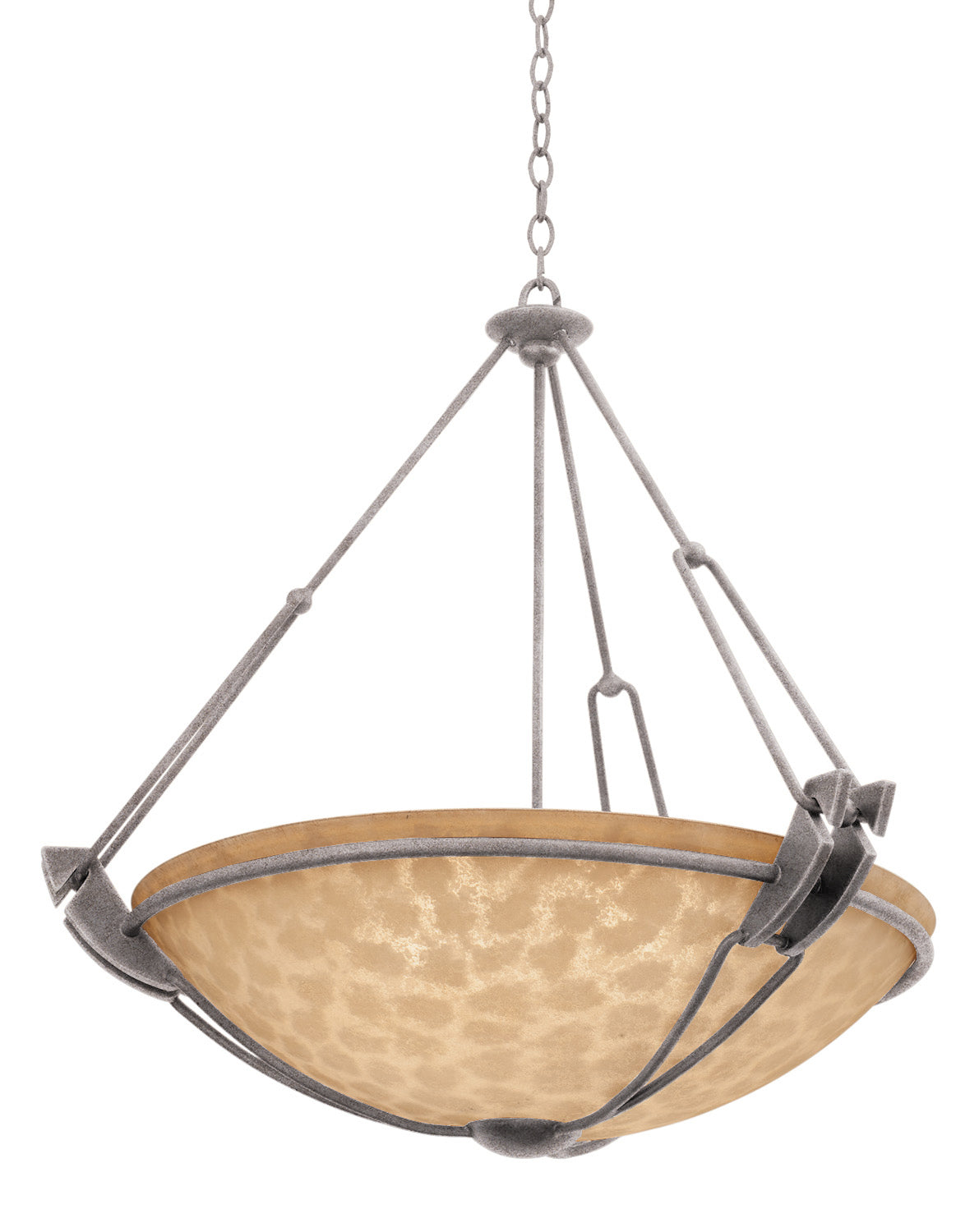 Kalco - 4845CI/ECRU - Three Light Pendant - Grande - Country Iron