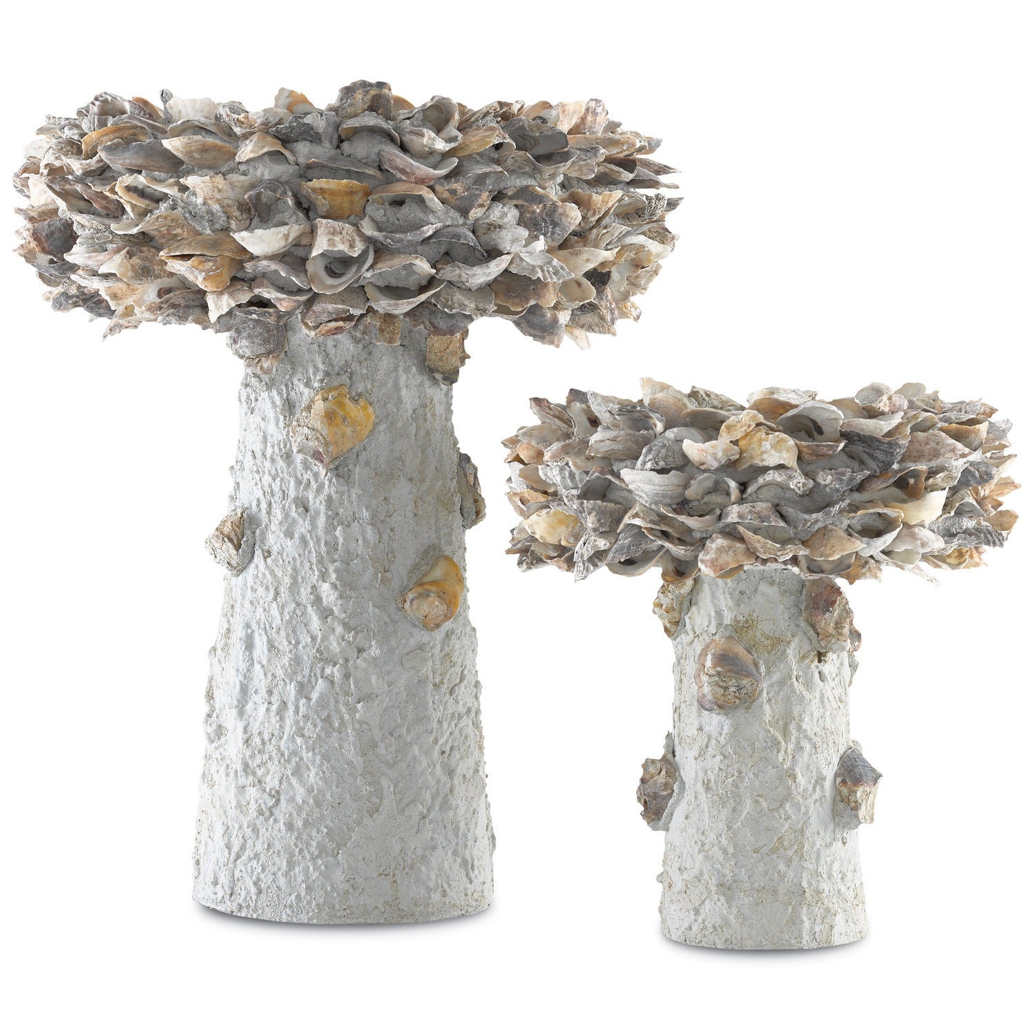 Currey and Company - 1200-0053 - Bird Bath - Oyster Shell Collection - Portland / Natural