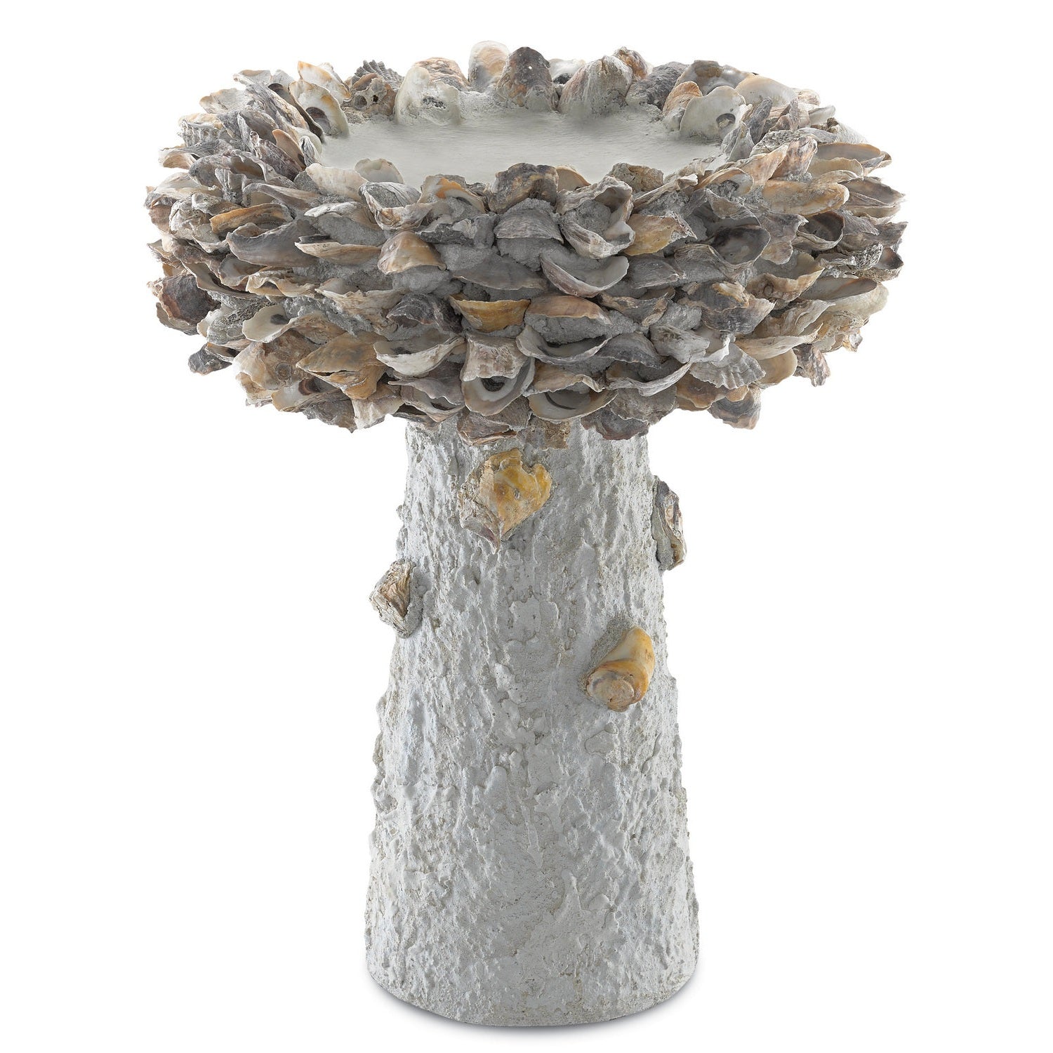 Currey and Company - 1200-0053 - Bird Bath - Oyster Shell Collection - Portland / Natural