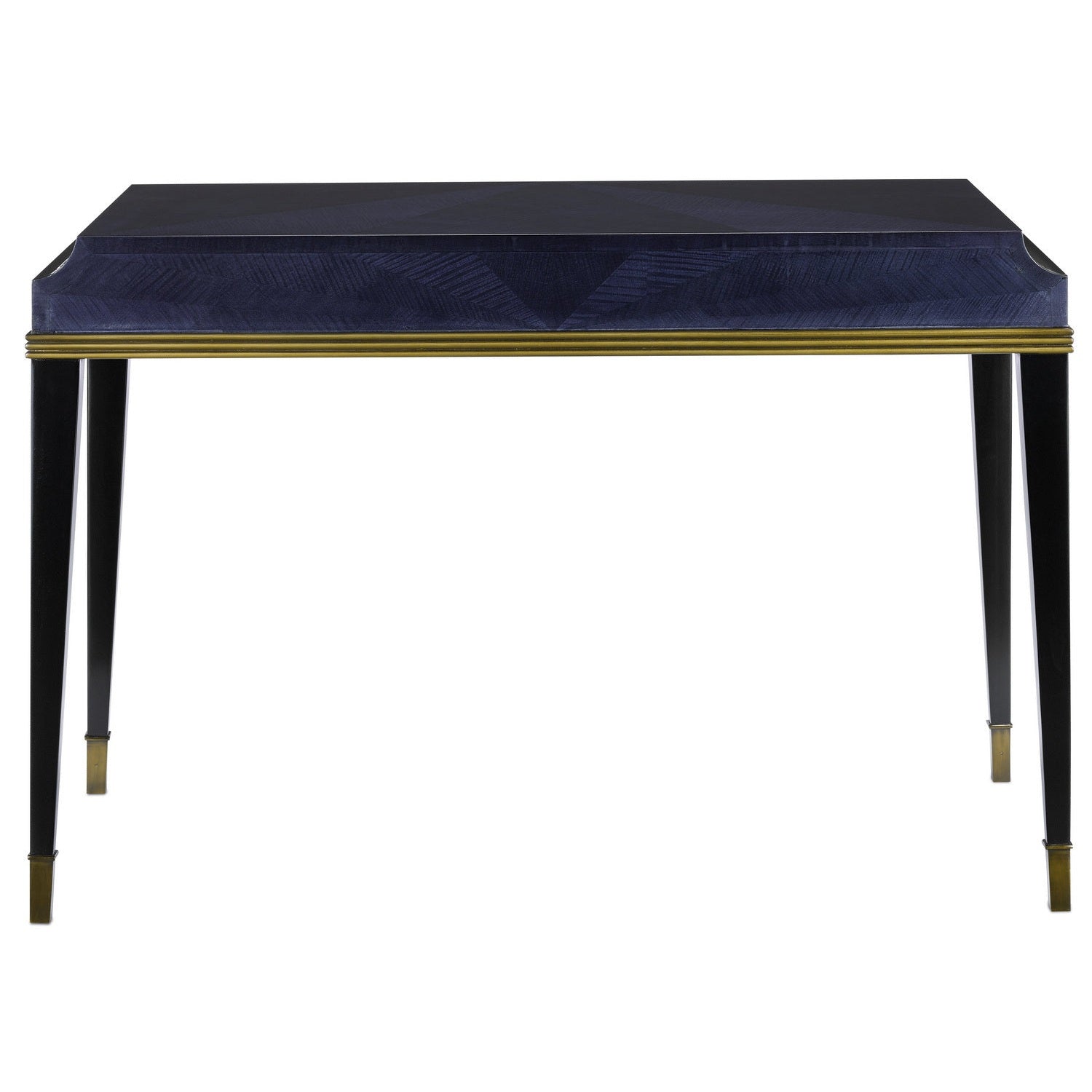Currey and Company - 3000-0123 - Desk - Kallista Collection - Dark Sapphire/Caviar Black/Antique Brass