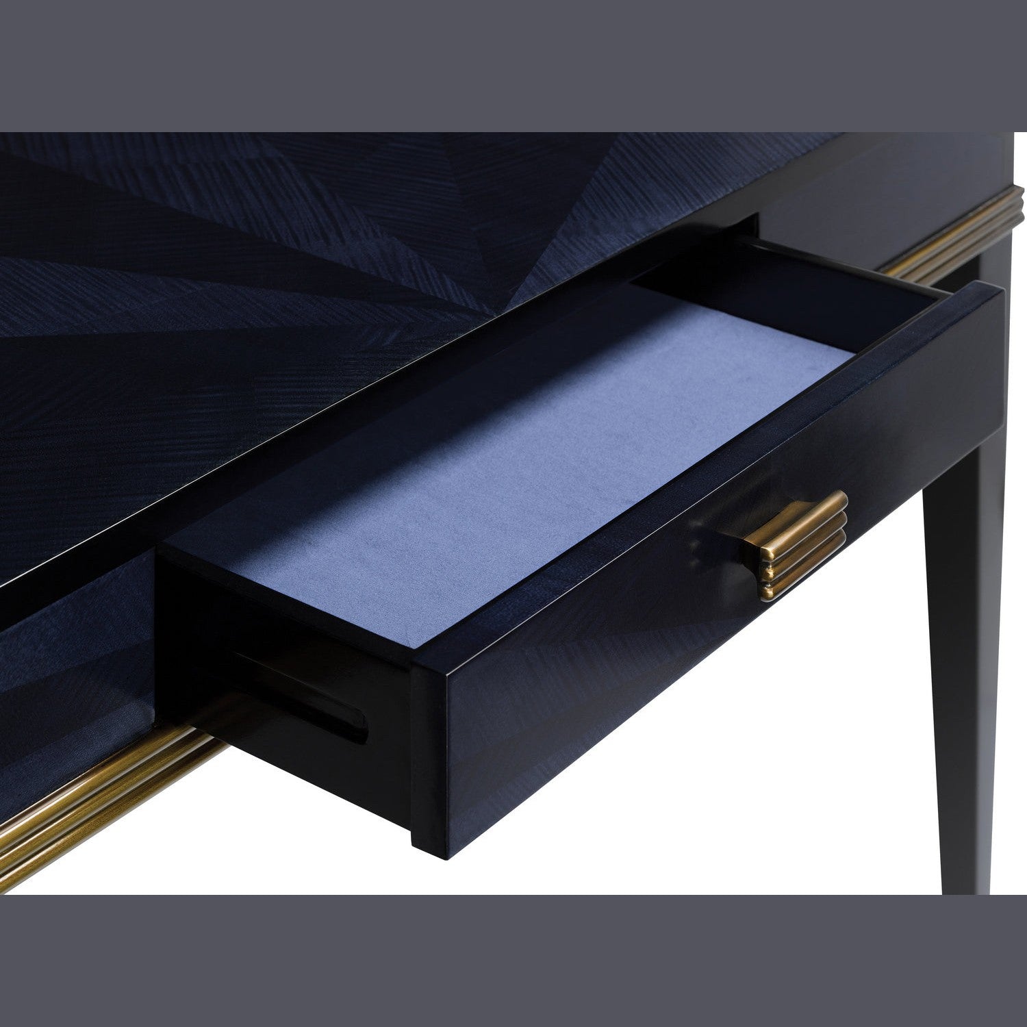 Currey and Company - 3000-0123 - Desk - Kallista Collection - Dark Sapphire/Caviar Black/Antique Brass