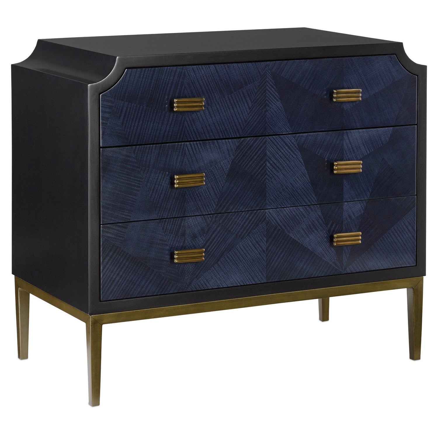 Currey and Company - 3000-0124 - Chest - Kallista Collection - Dark Sapphire/Caviar Black/Antique Brass