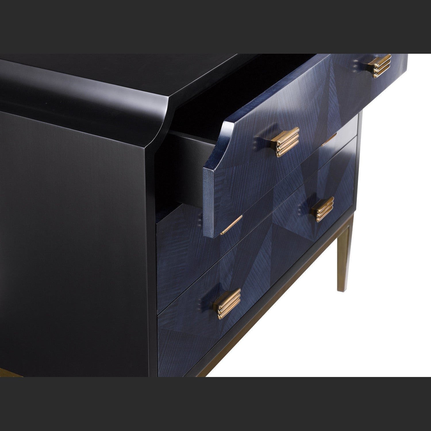 Currey and Company - 3000-0124 - Chest - Kallista Collection - Dark Sapphire/Caviar Black/Antique Brass