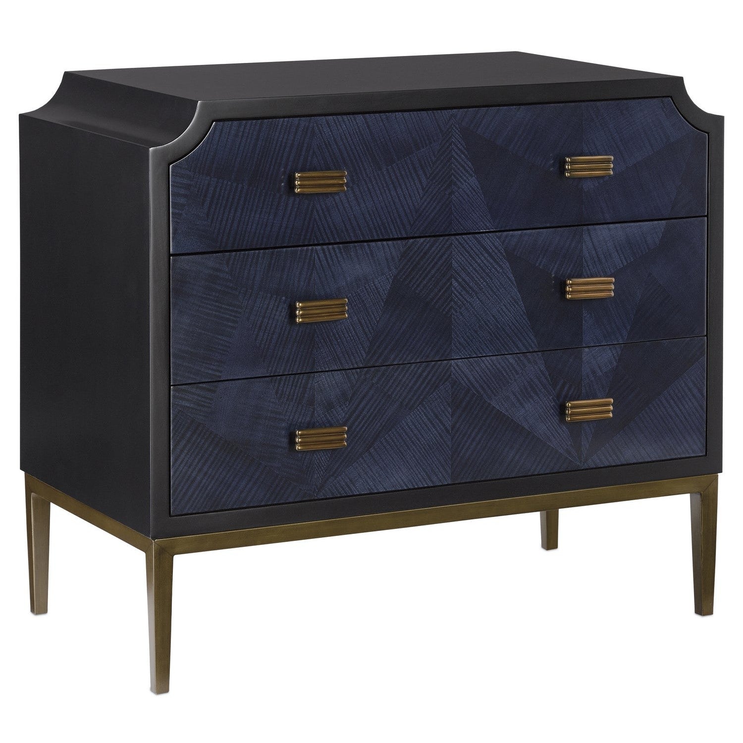 Currey and Company - 3000-0124 - Chest - Kallista Collection - Dark Sapphire/Caviar Black/Antique Brass