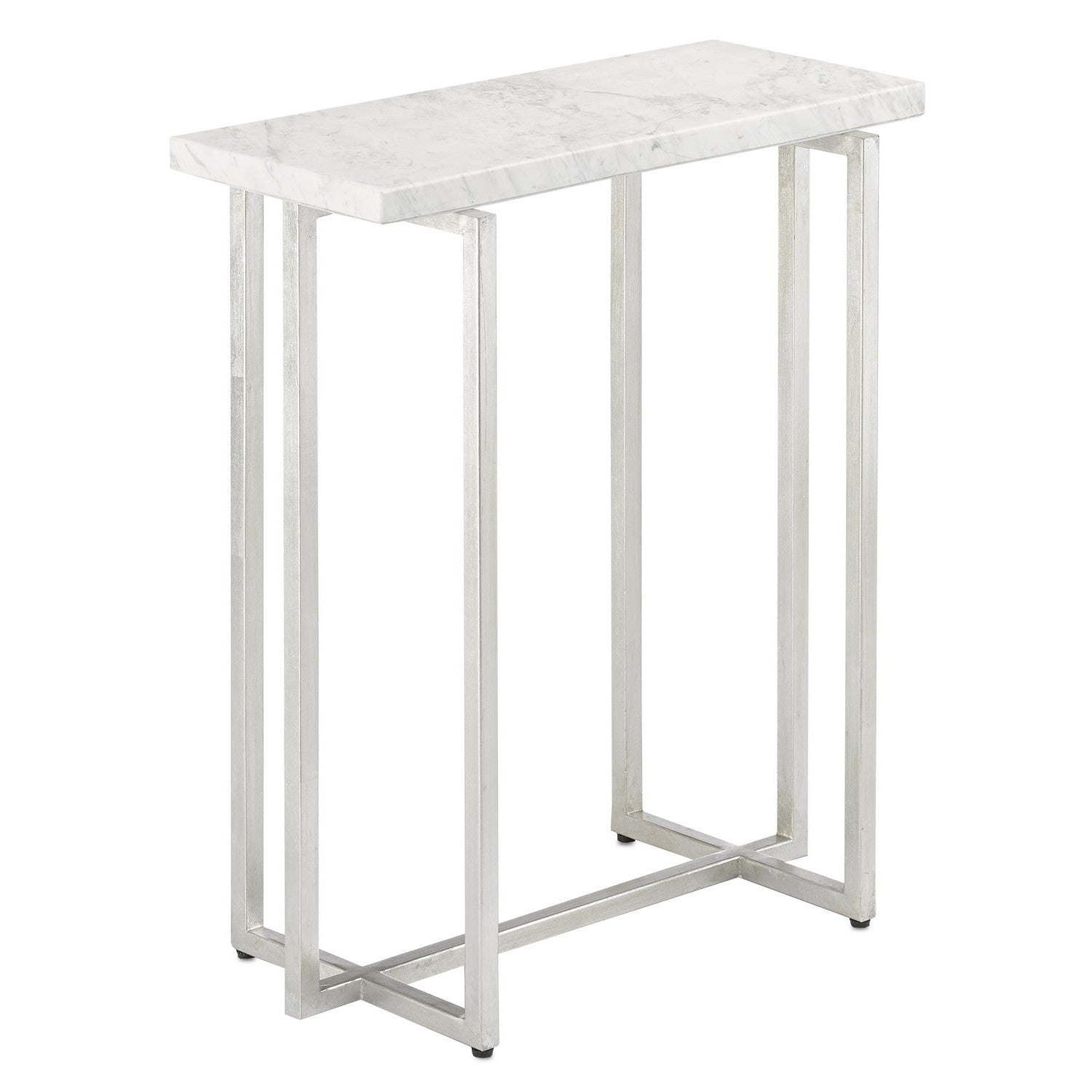 Currey and Company - 4000-0070 - Accent Table - Silver Leaf/White