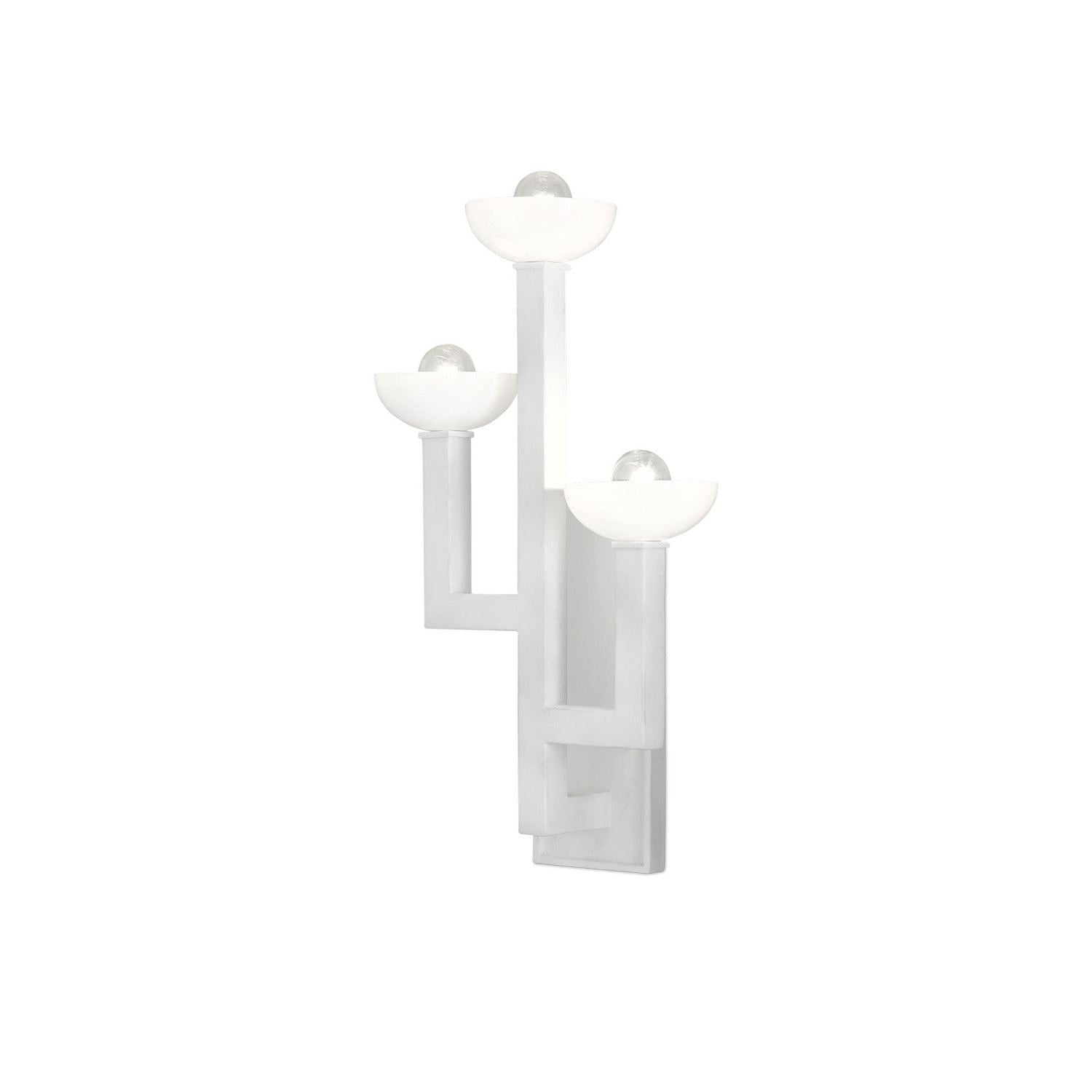 Currey and Company - 5000-0111 - Three Light Wall Sconce - Coupe Collection - White Gesso