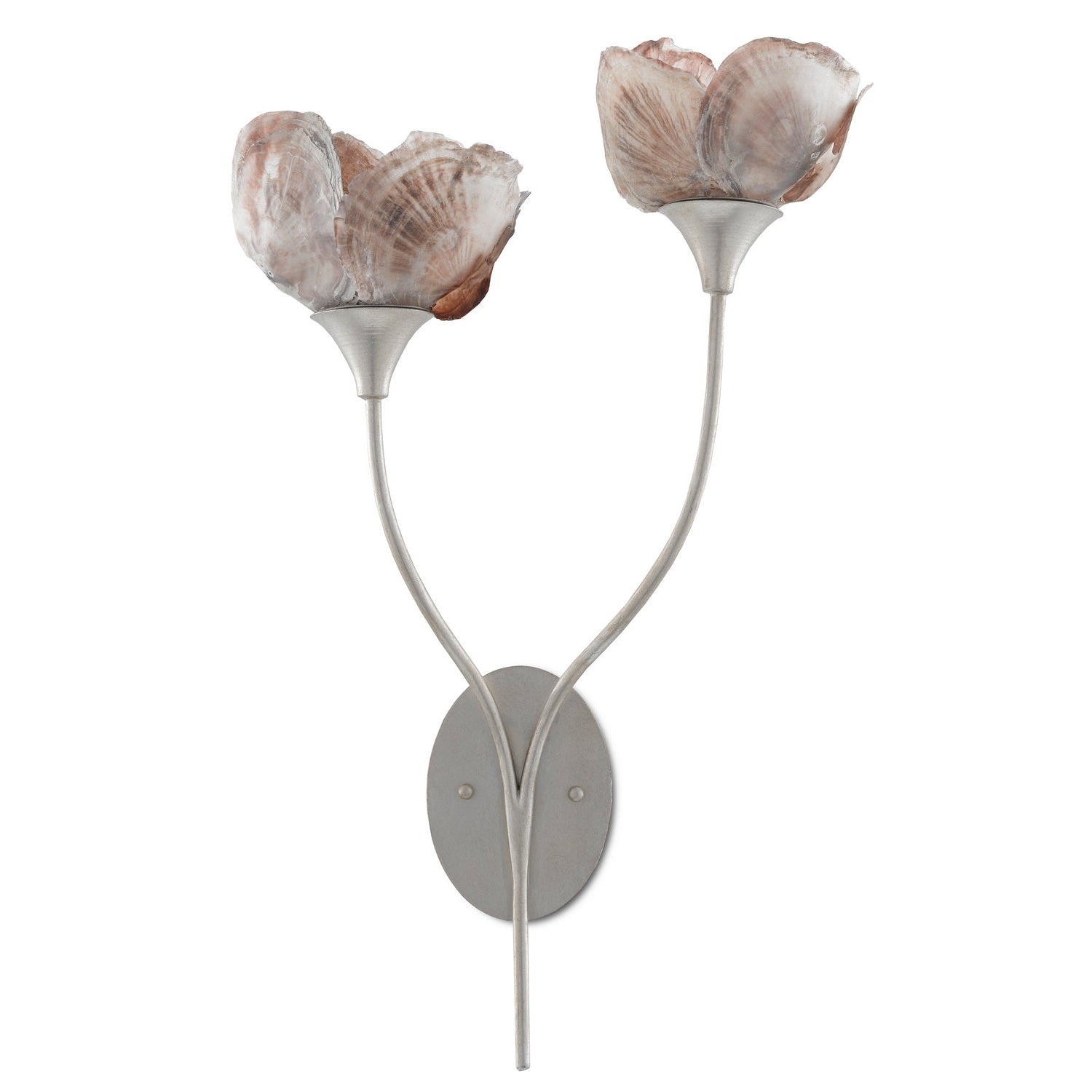 Currey and Company - 5000-0138 - Two Light Wall Sconce - Catrice Collection - Silver Leaf/Natural