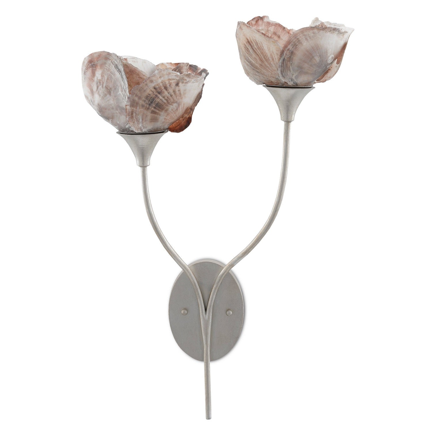 Currey and Company - 5000-0138 - Two Light Wall Sconce - Catrice Collection - Silver Leaf/Natural