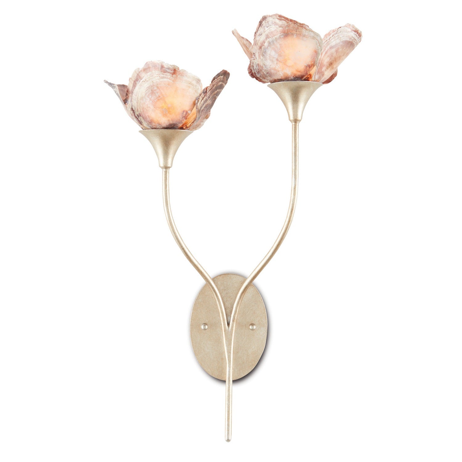Currey and Company - 5000-0138 - Two Light Wall Sconce - Catrice Collection - Silver Leaf/Natural