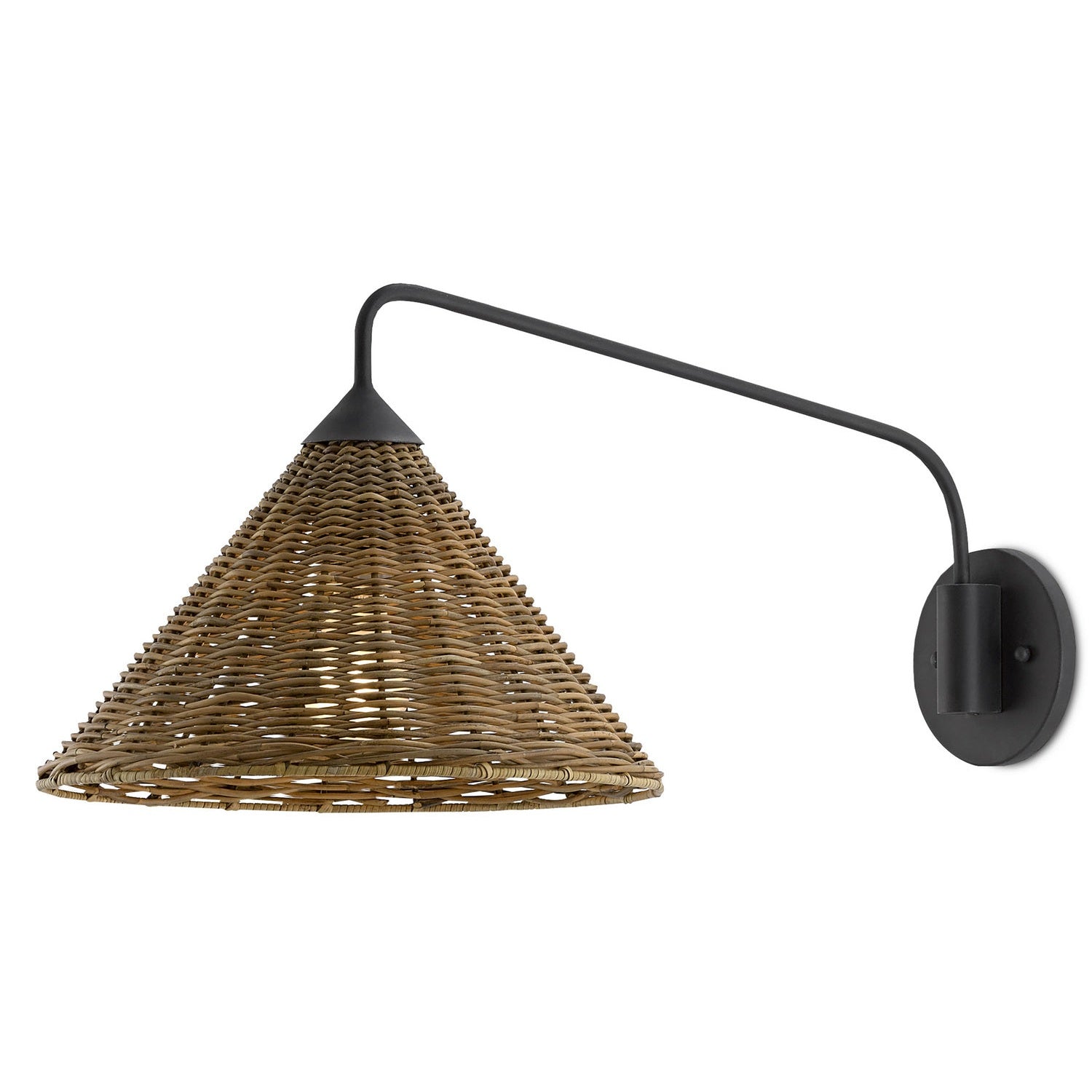 Currey and Company - 5000-0139 - One Light Wall Sconce - Basket Collection - Blacksmith/Natural