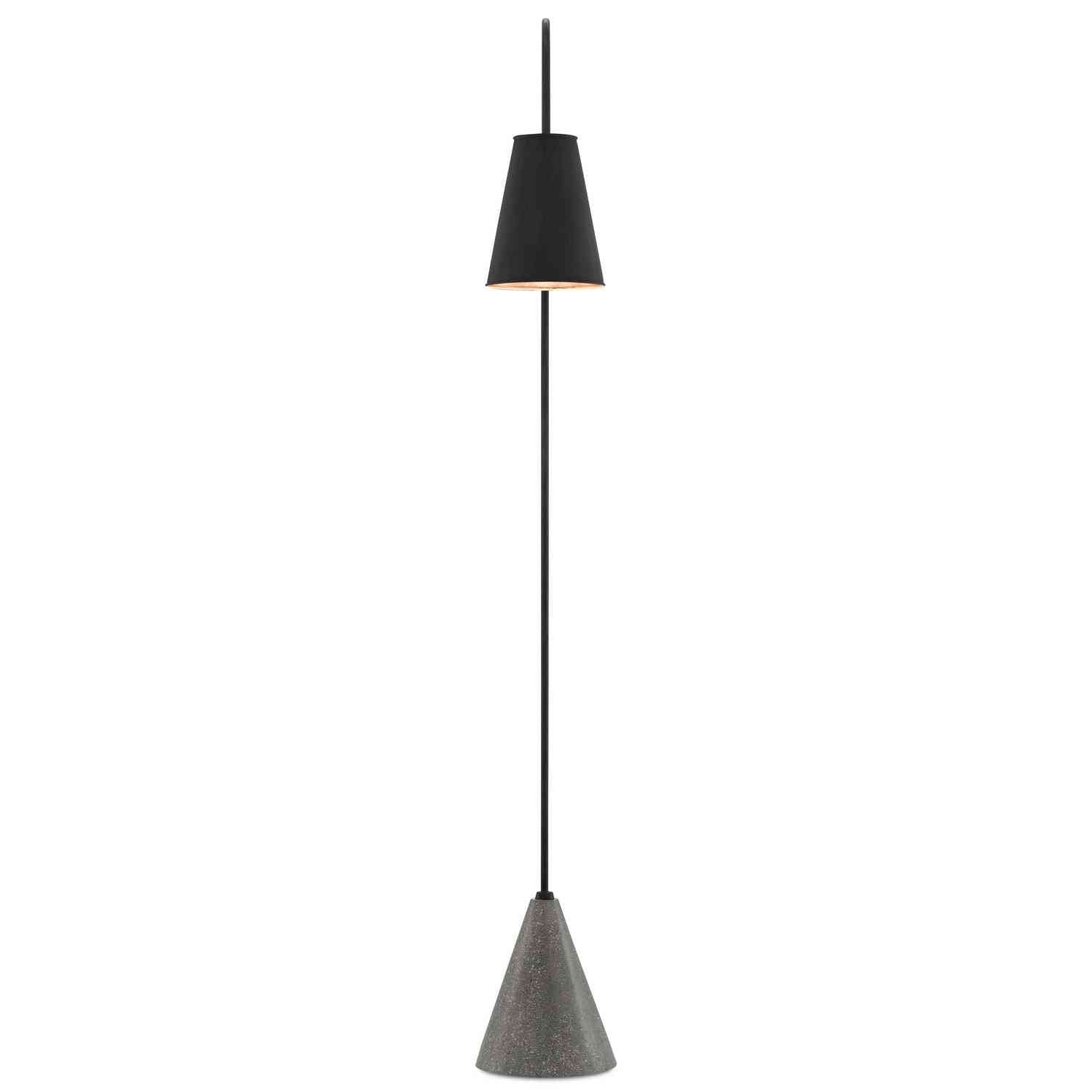 Currey and Company - 8000-0070 - One Light Floor Lamp - Lotz Black Floor Lamp - Black Iron/Silver Leaf/Polished Concrete