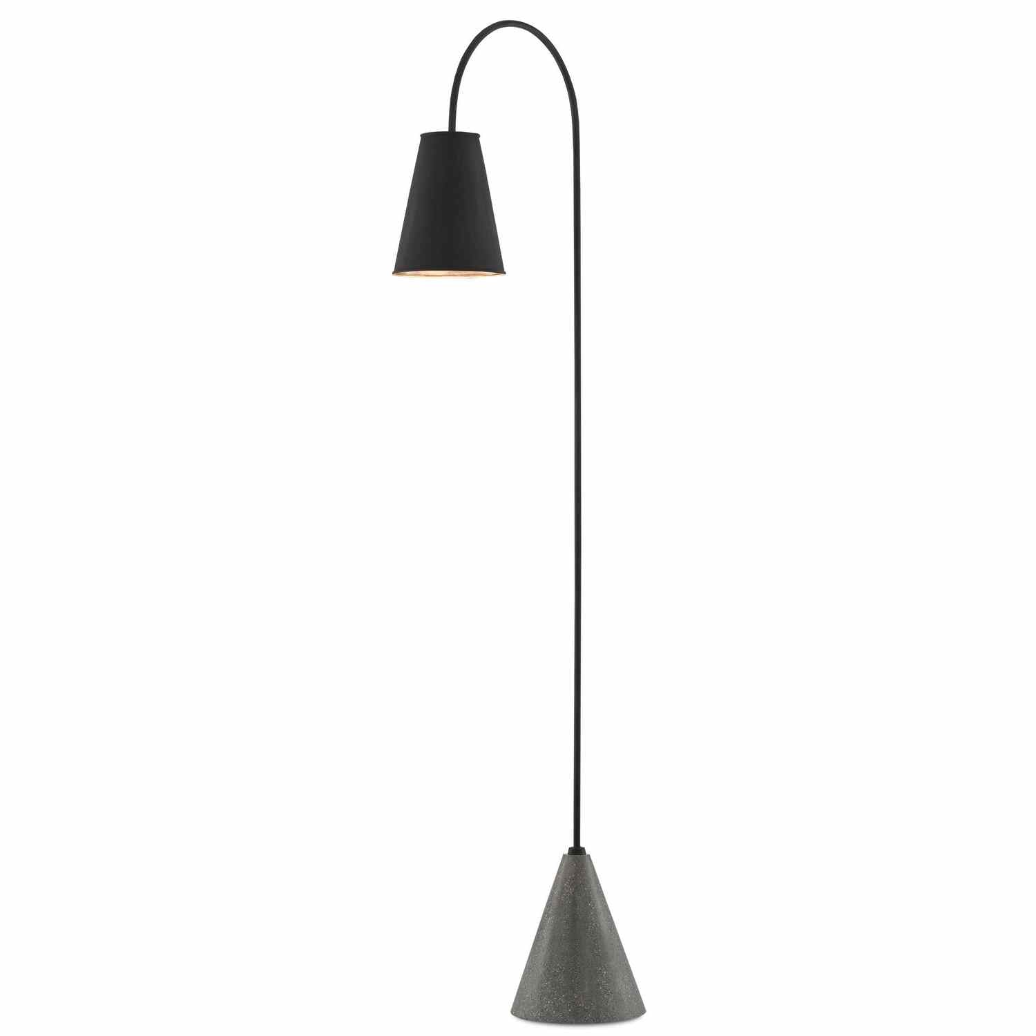 Currey and Company - 8000-0070 - One Light Floor Lamp - Lotz Black Floor Lamp - Black Iron/Silver Leaf/Polished Concrete