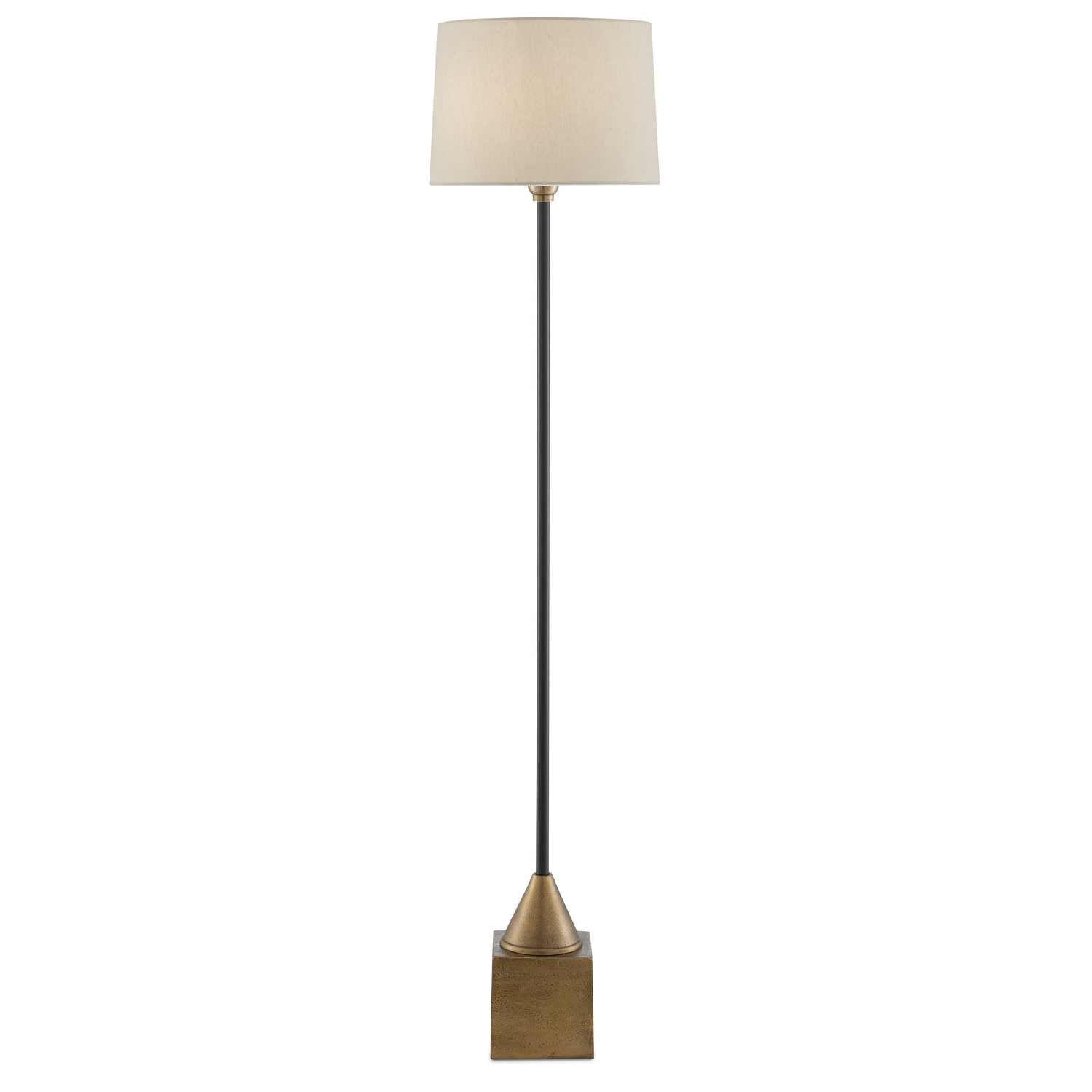 Currey and Company - 8000-0073 - One Light Floor Lamp - Keeler Brass Floor Lamp - Antique Brass/Black