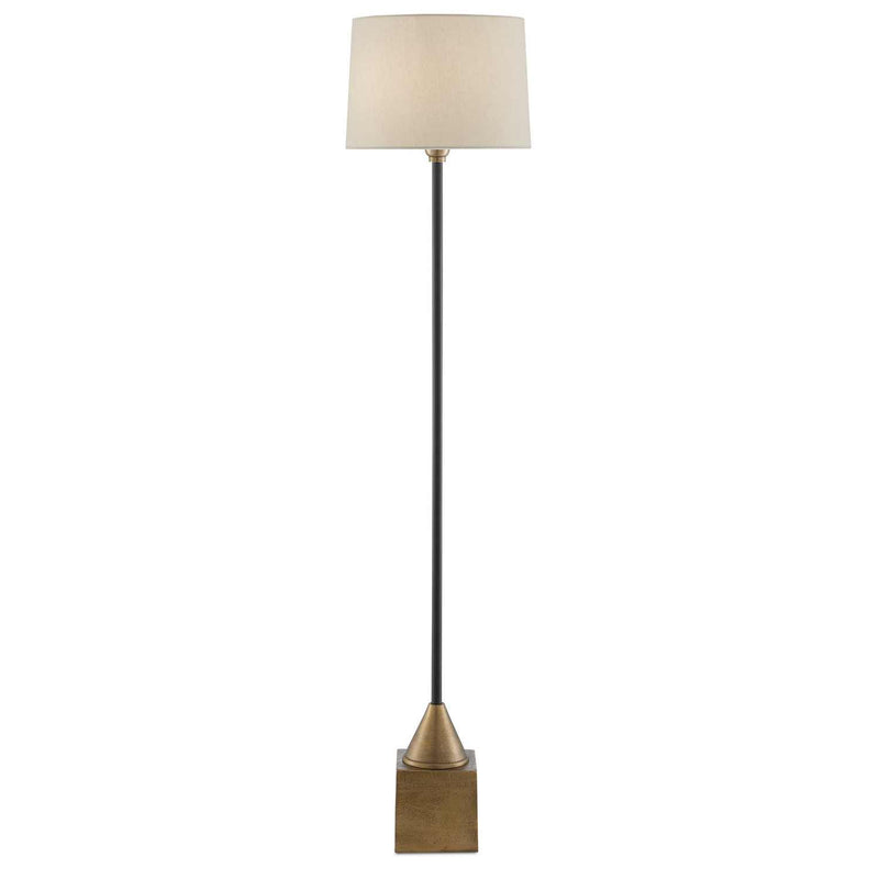 Currey and Company - 8000-0073 - One Light Floor Lamp - Keeler Brass Floor Lamp - Antique Brass/Black