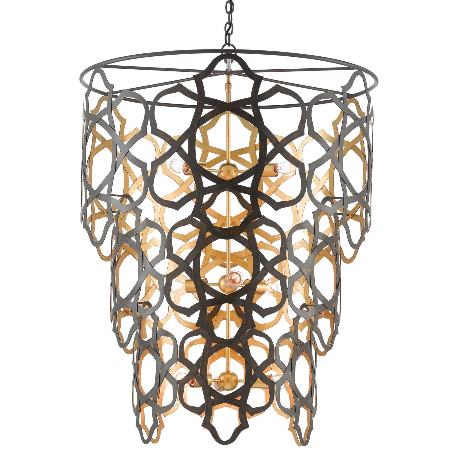 Currey and Company - 9000-0381 - Nine Light Chandelier - Mauresque Collection - Bronze Gold/Contemporary Gold Leaf