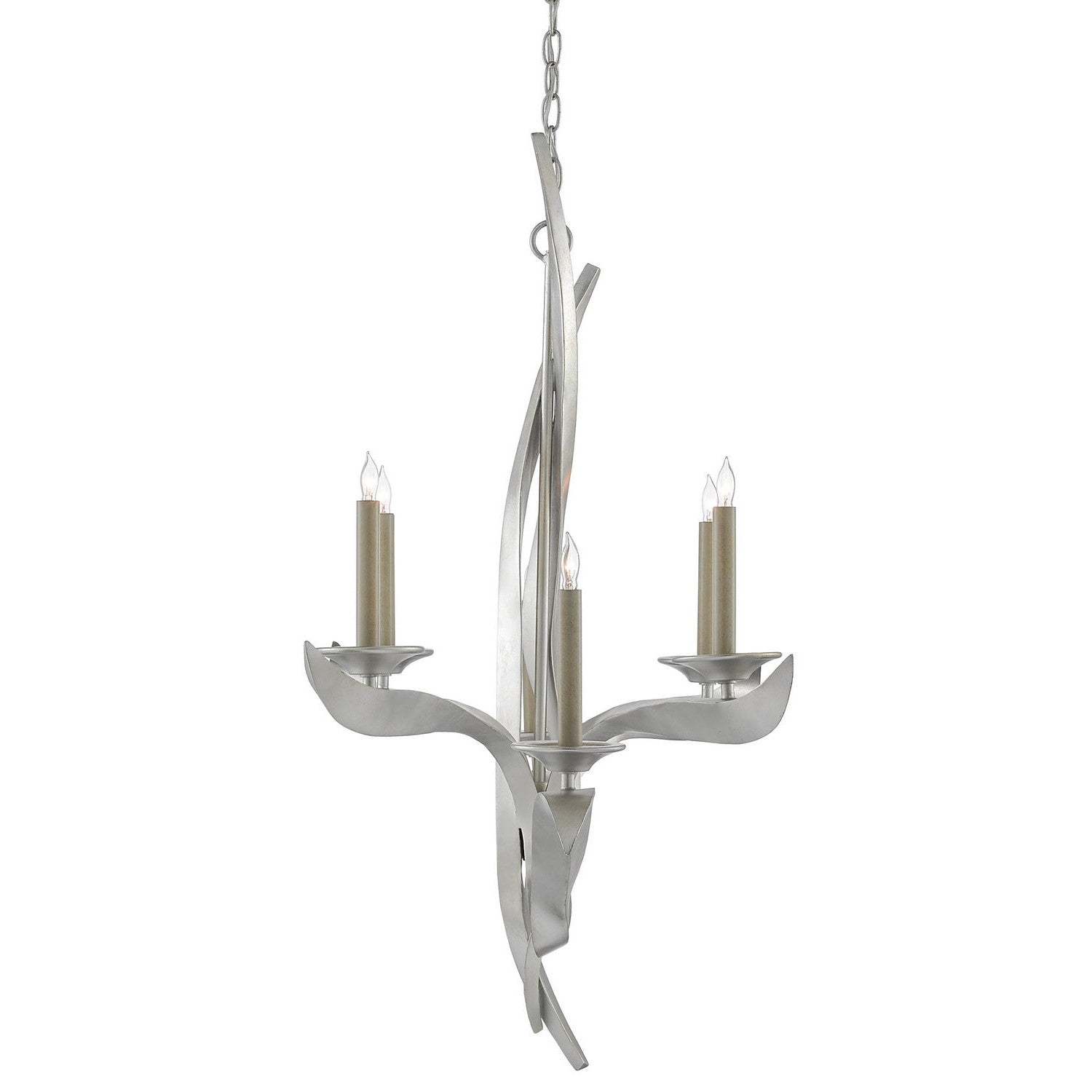 Currey and Company - 9000-0391 - Six Light Chandelier - Paradigm Chandelier - Contemporary Silver Leaf