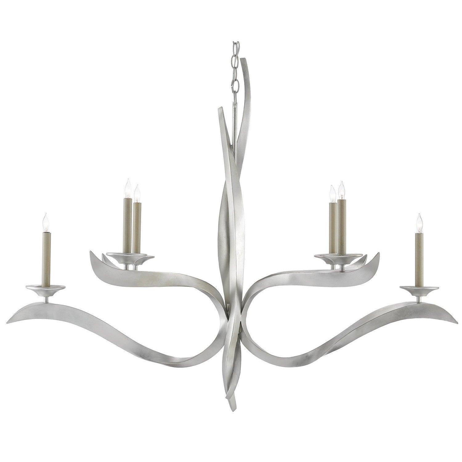 Currey and Company - 9000-0391 - Six Light Chandelier - Paradigm Chandelier - Contemporary Silver Leaf