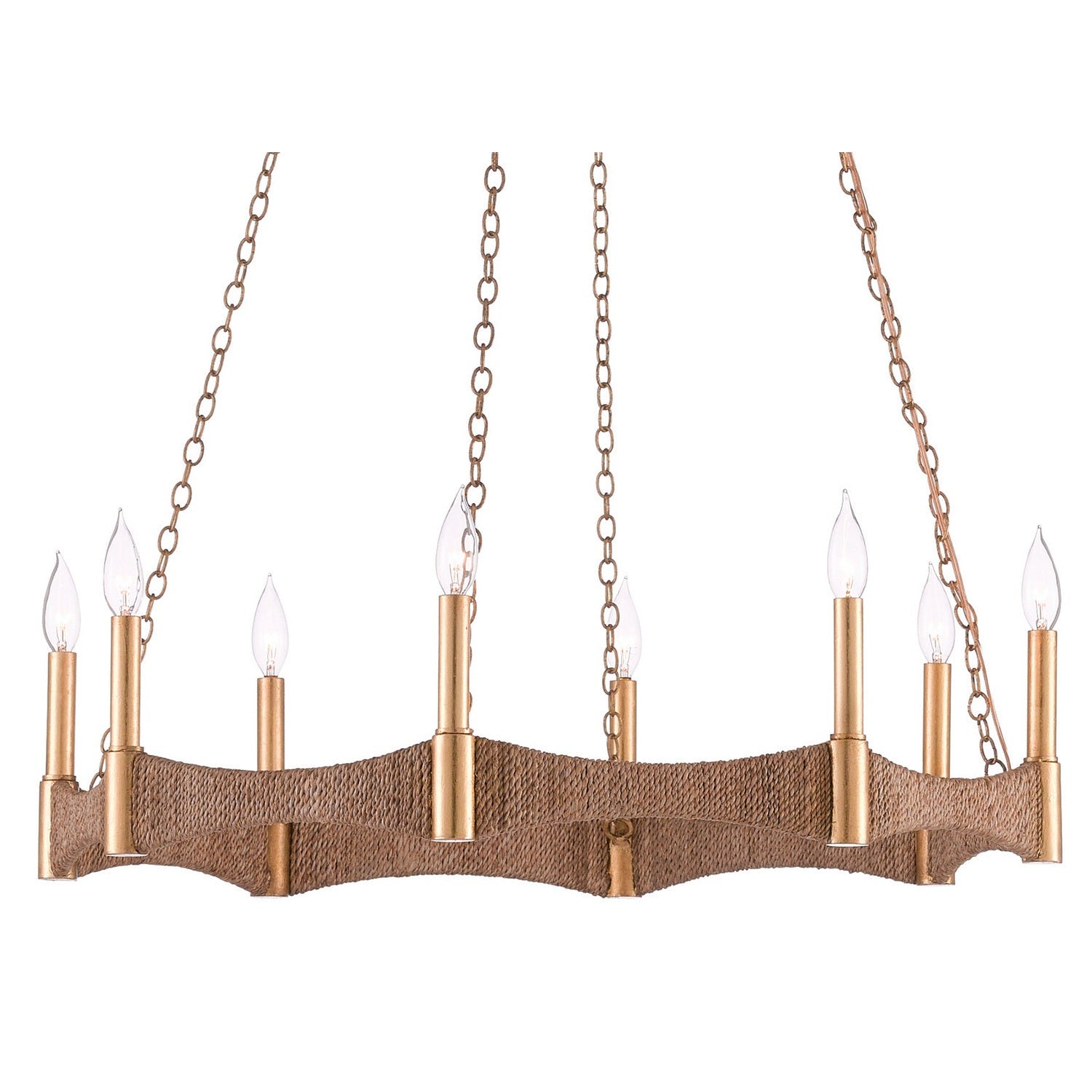 Currey and Company - 9000-0402 - Eight Light Chandelier - Mallorca Chandelier - Natural/Dark Contemporary Gold Leaf