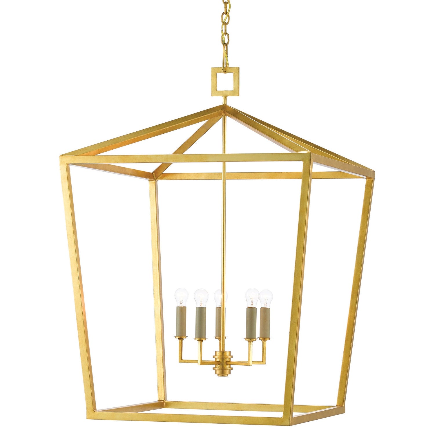 Currey and Company - 9000-0404 - Five Light Lantern - Denison Collection - Contemporary Gold Leaf