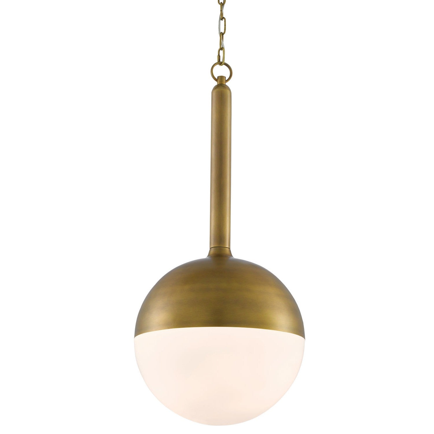 Currey and Company - 9000-0419 - One Light Pendant - Moonward Brass Pendant - Antique Brass/Opaque White