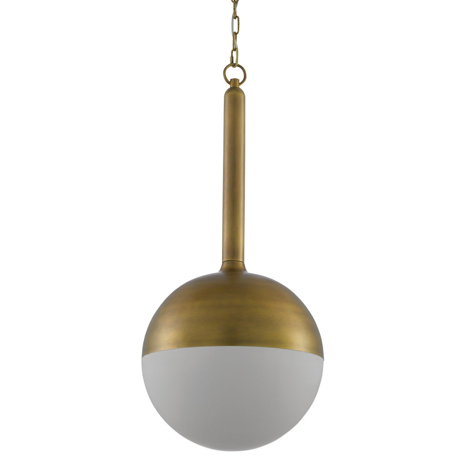 Currey and Company - 9000-0419 - One Light Pendant - Moonward Brass Pendant - Antique Brass/Opaque White