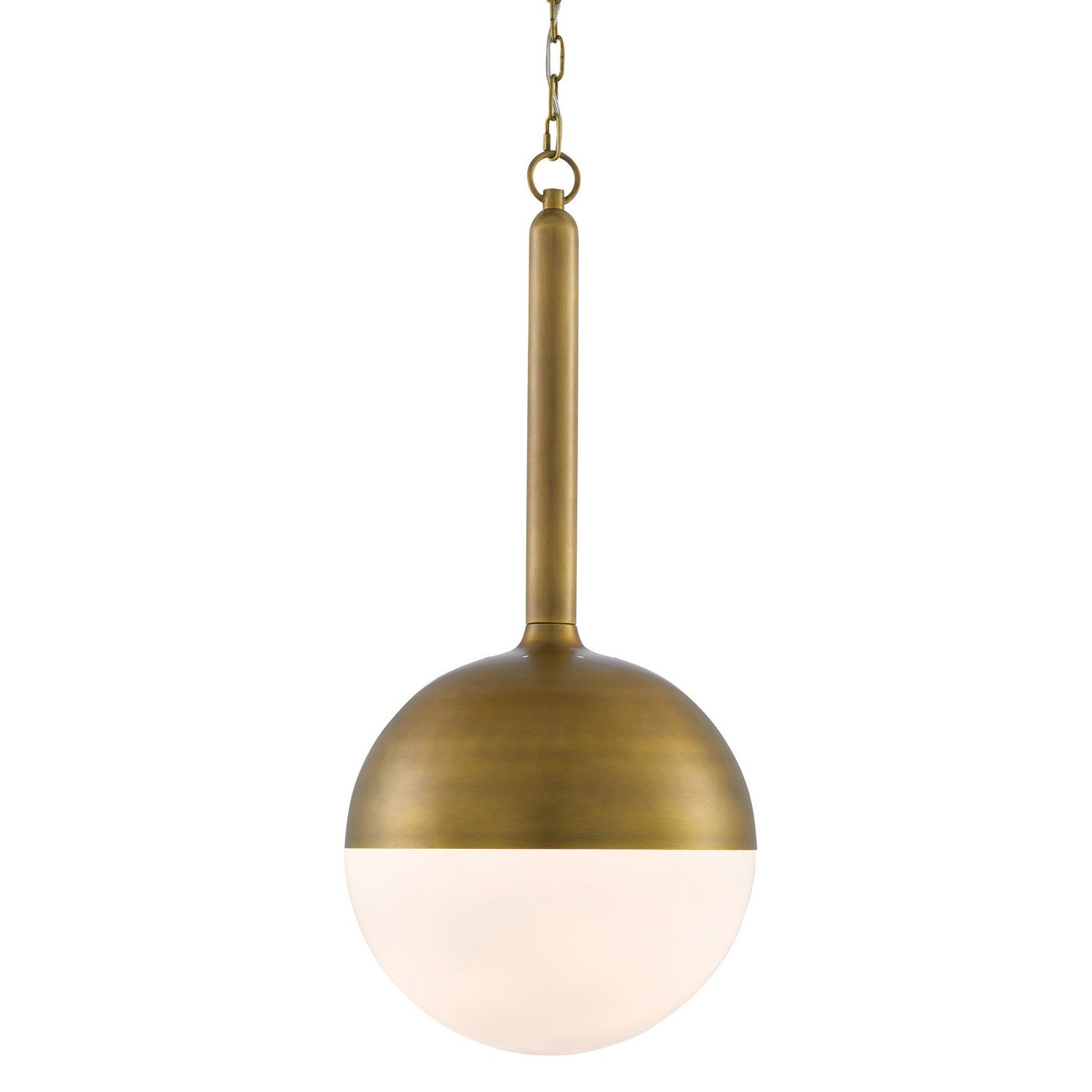 Currey and Company - 9000-0419 - One Light Pendant - Moonward Brass Pendant - Antique Brass/Opaque White